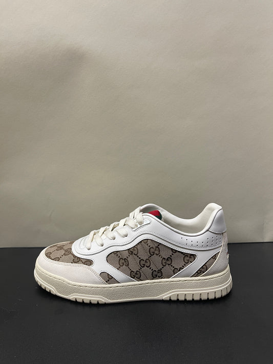 Gucci White Leather & Canvas Re-Web Sneakers 9 M / 10.5 W
