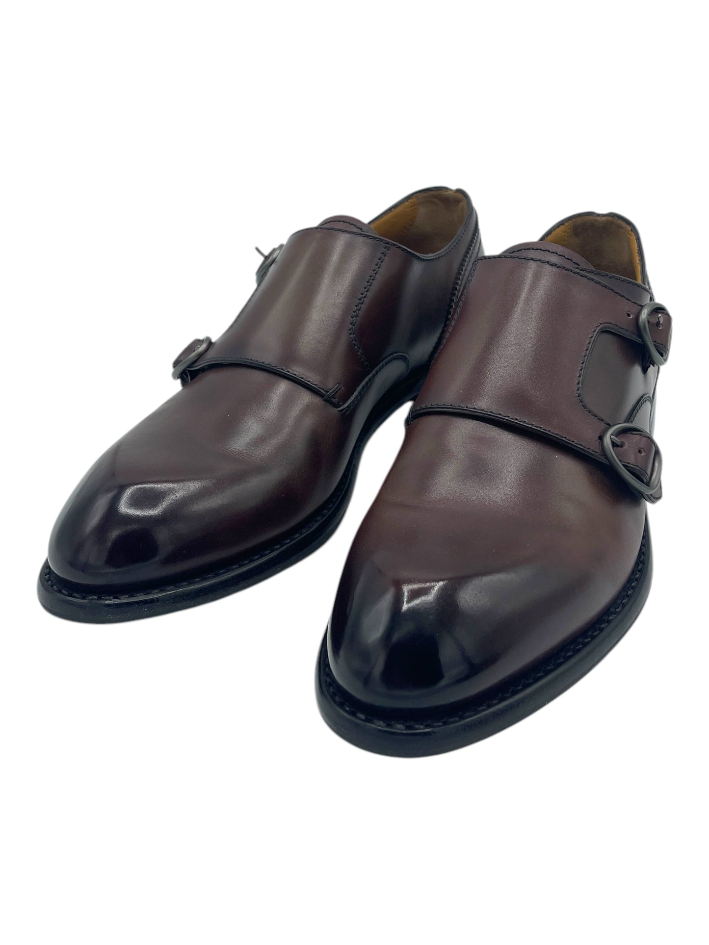 Ermenegildo Zegna Brown Leather Almond Toe Monk Strap Dress Shoes 10 M / 11.5 W