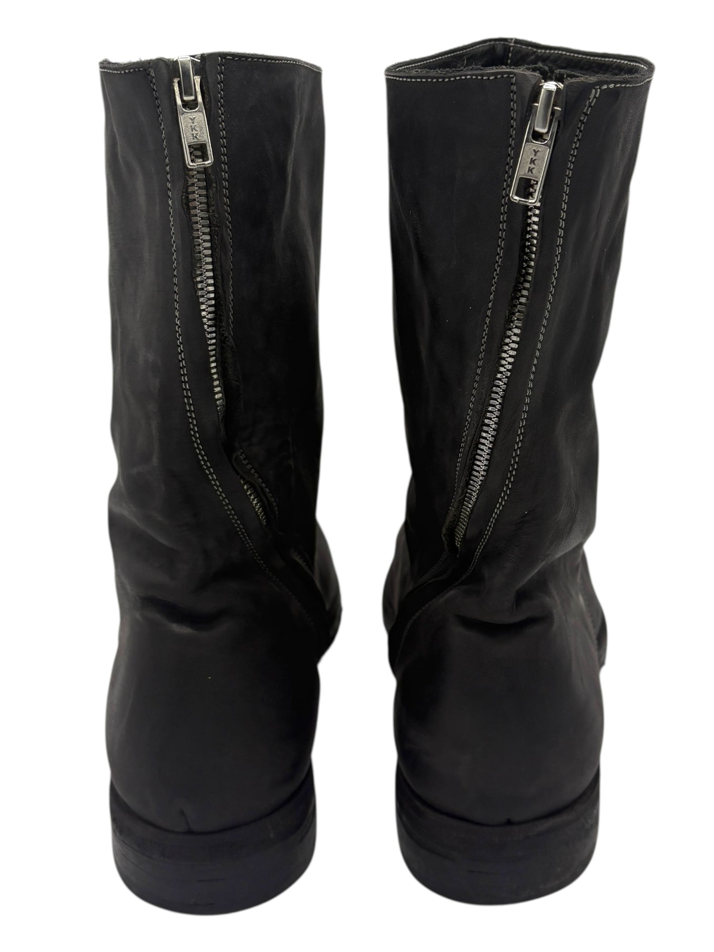 A Diciannoveventitre (A1923) Black Horse Leather Spiral Zip Boots EU 44
