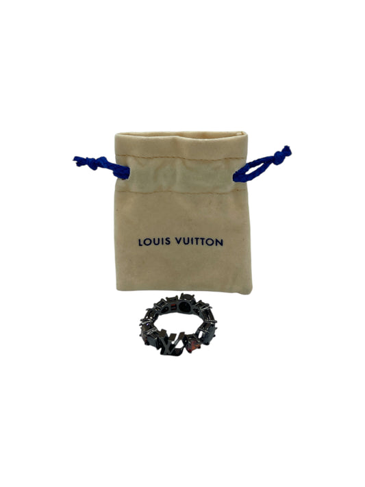 Louis Vuitton Gunmetal & Gem LV Light Ring 8.25 US