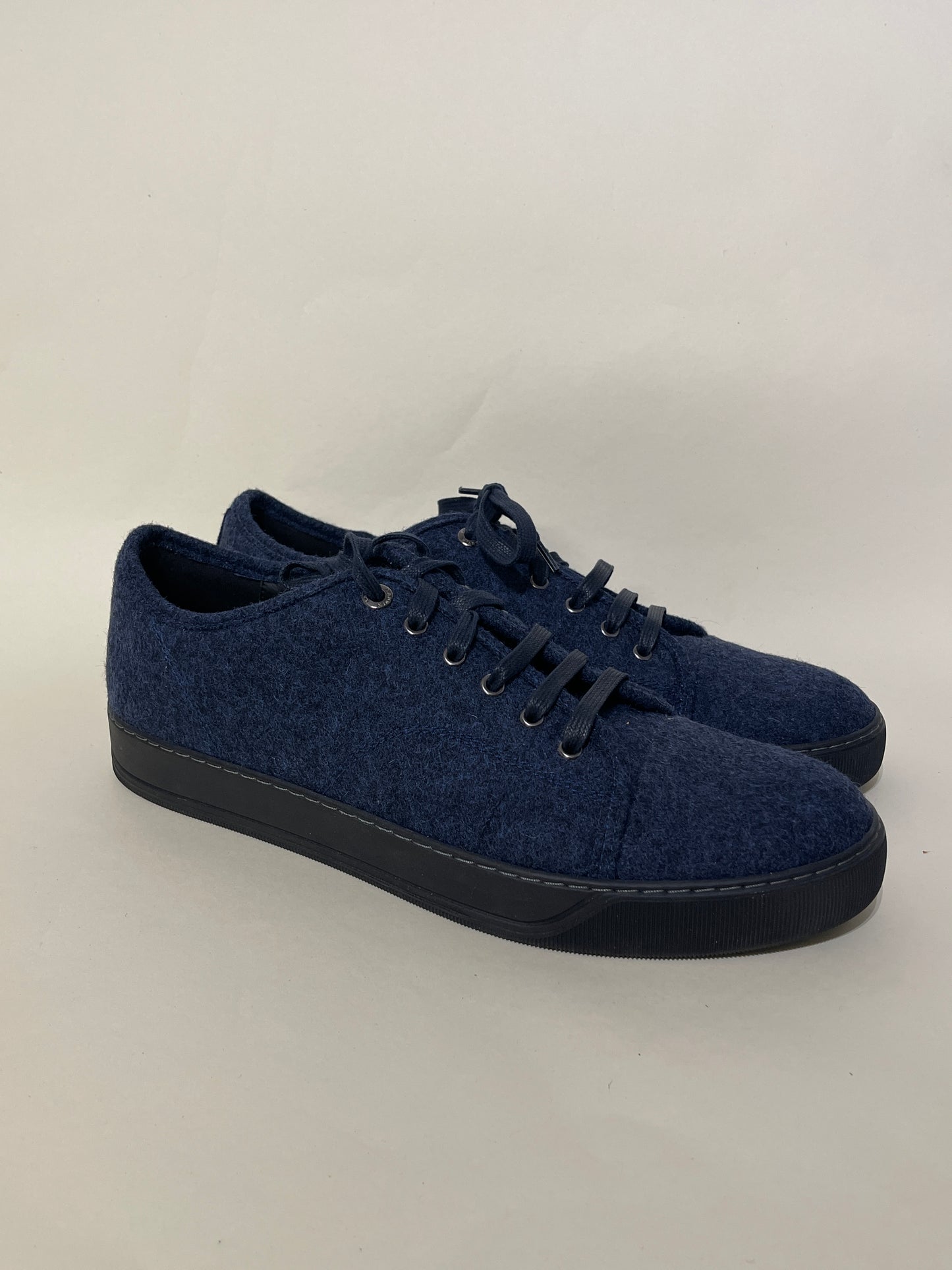 Lanvin Navy Blue Felted Wool DBB1 Sneakers 11 M / 12.5 W