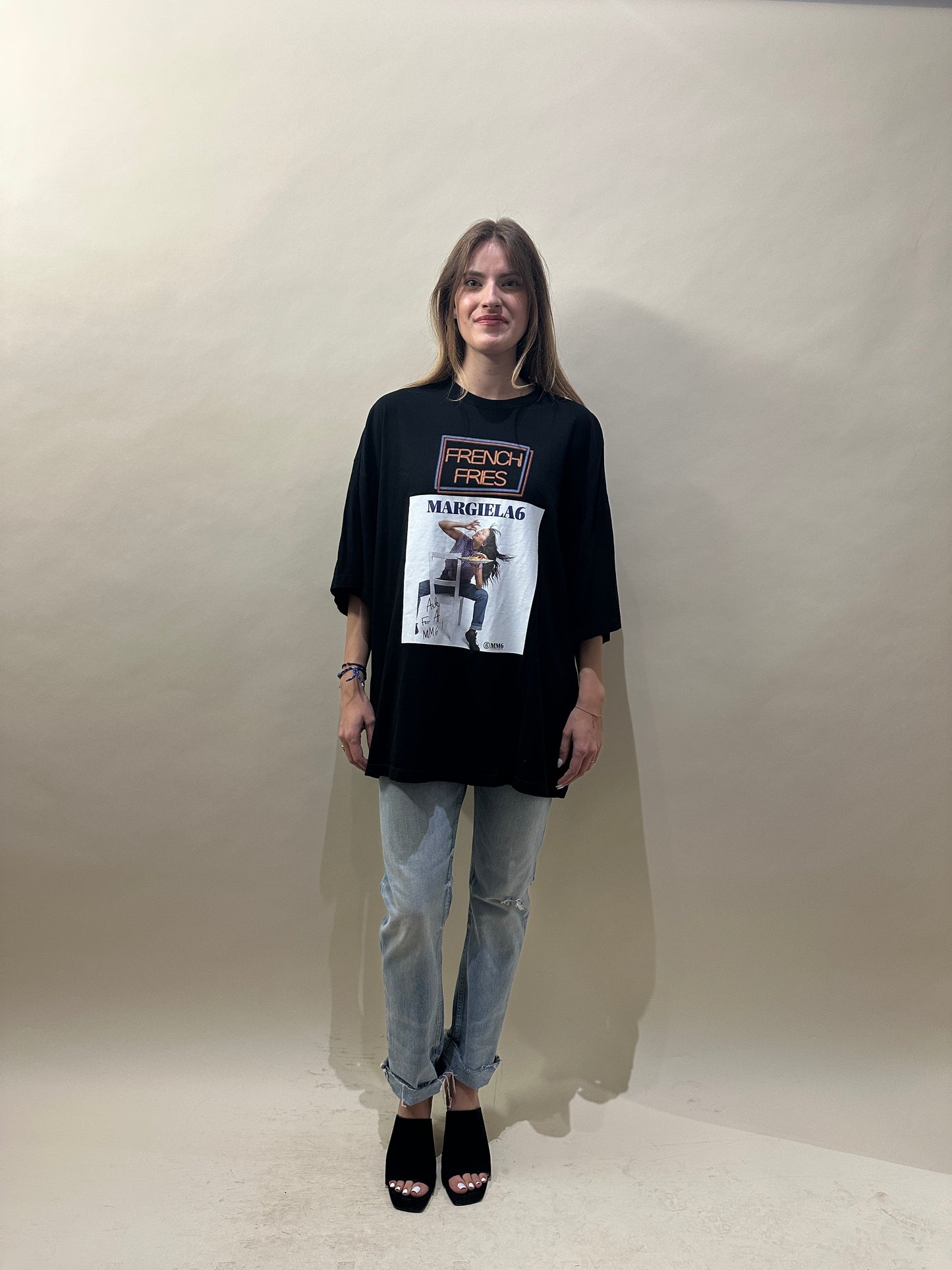 MM6 Black 'French Fries' Graphic SS T-Shirt Medium - M