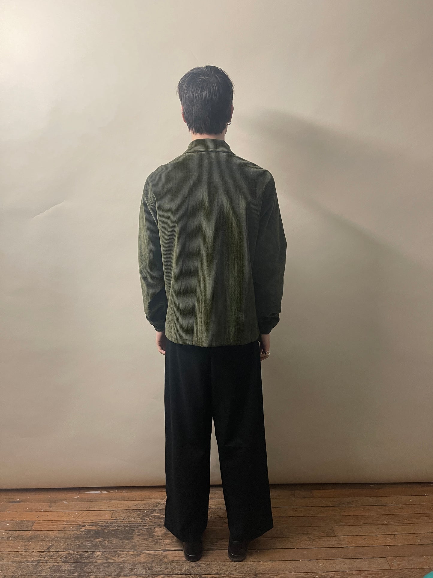 Tres Bien Green Cotton Blend Corduroy Coaches Jacket 36