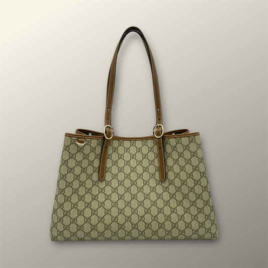 Gucci Beige GG Emblem Large Tote Bag