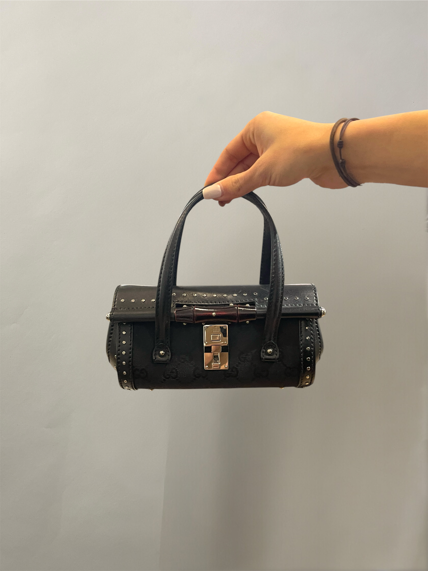 Gucci Black Canvas & Leather Bullet Bag