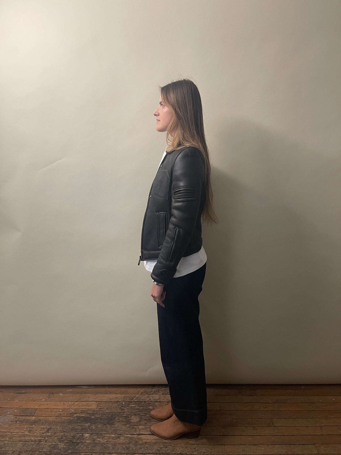 G-Star Dark Brown Lambskin Shearling Jacket Small - S