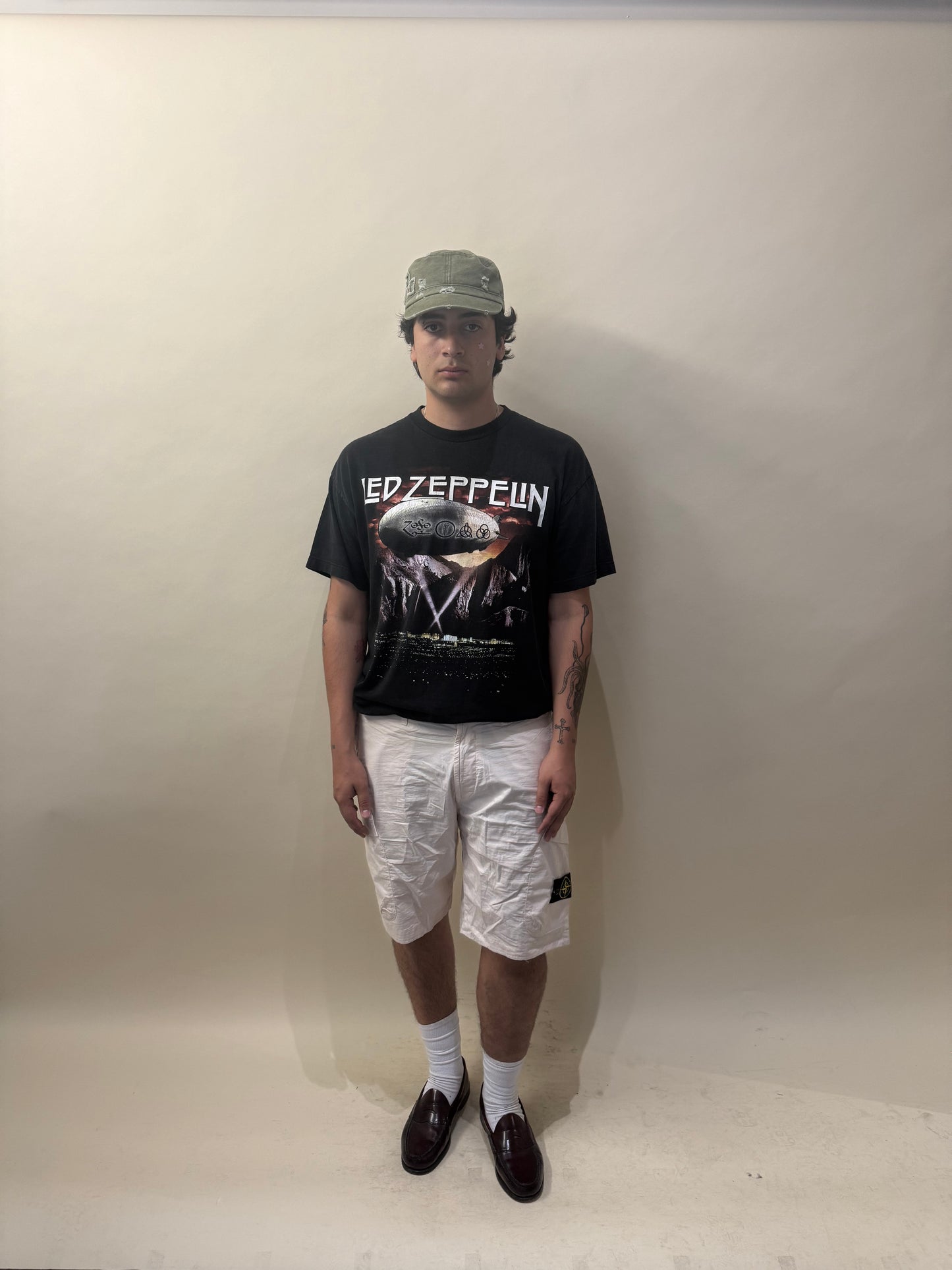 Stone Island Off White Light Cotton Cargo Shorts 36
