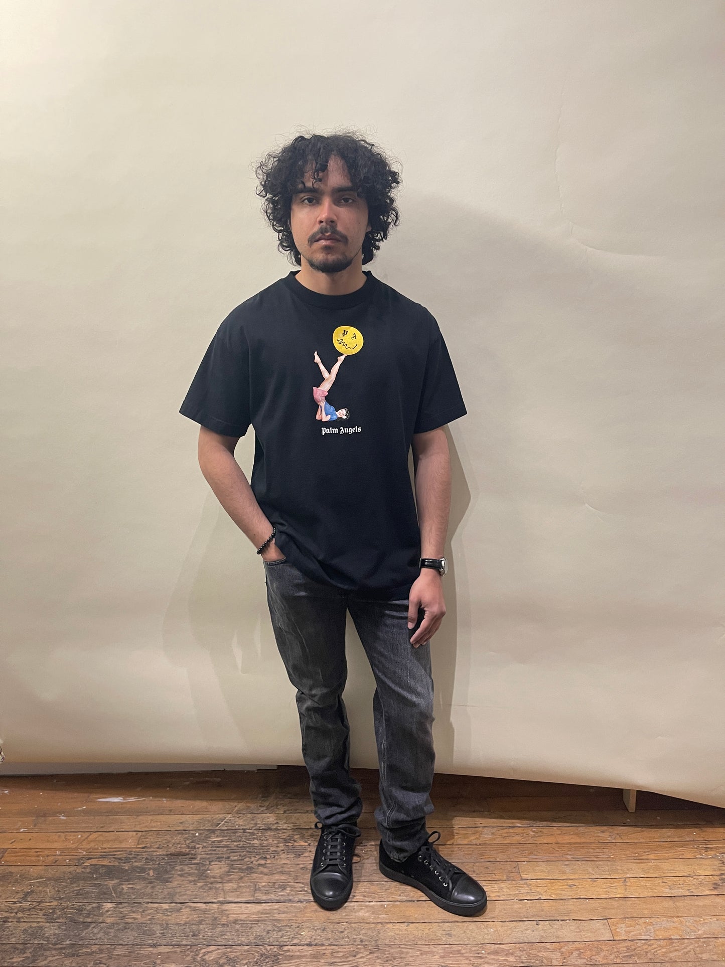 Palm Angels Black Smiley Face Graphic T-Shirt Large - L