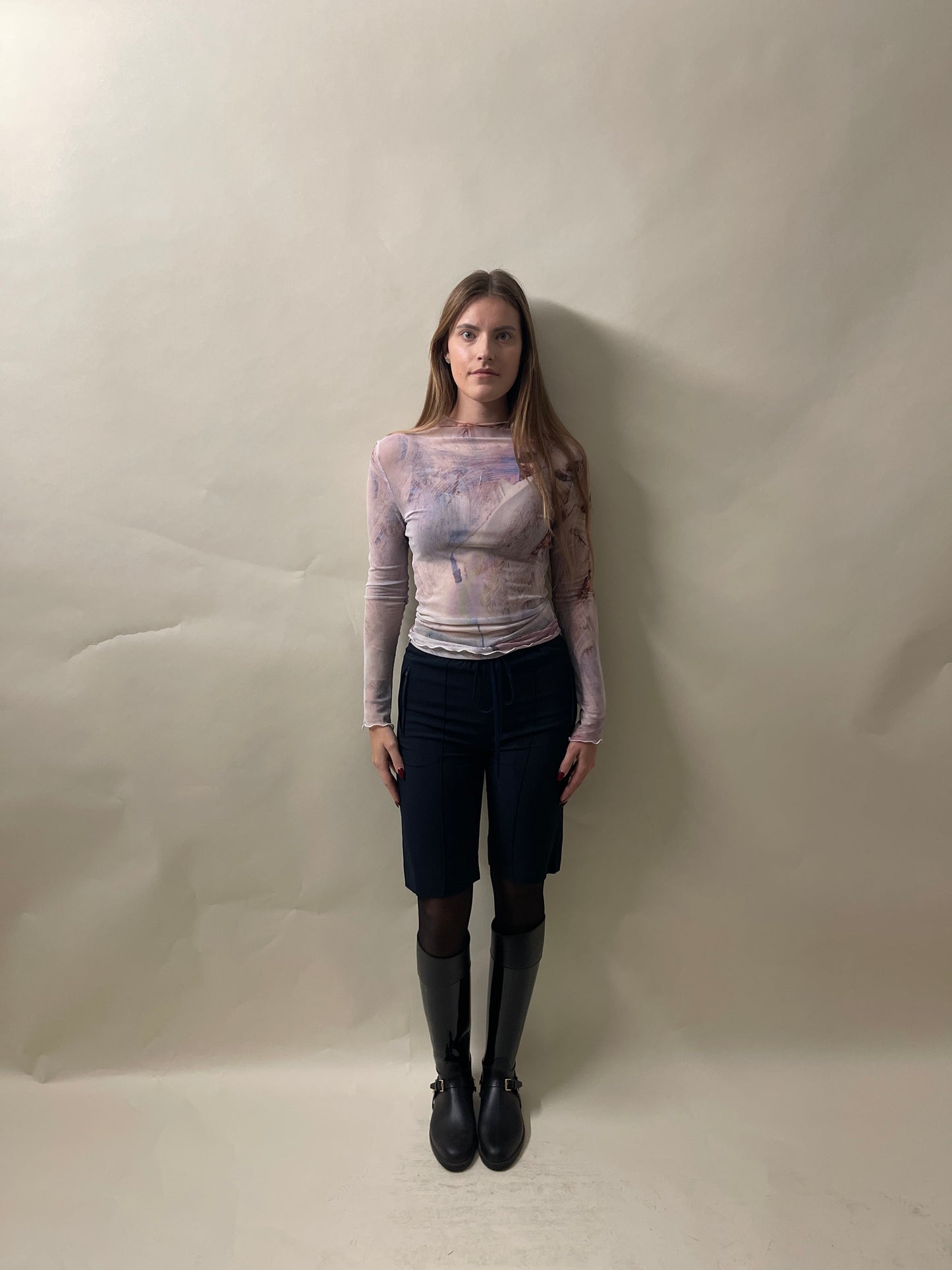 Our Legacy Pastel AOP Mesh Slim Turtleneck Shirt 38