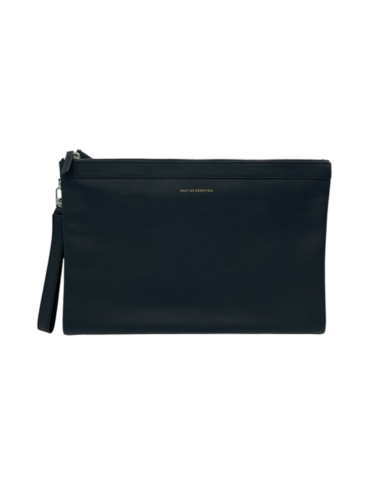 Want Les Essentiels Black Leather Foldable Large Clutch
