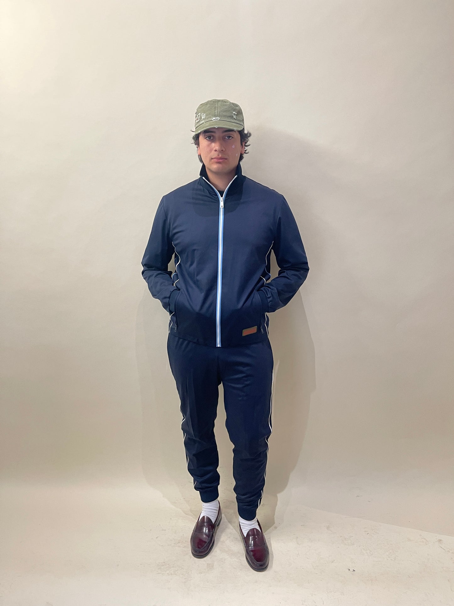 Prada Navy & Baby Blue Piped Track Jacket Extra Large - XL