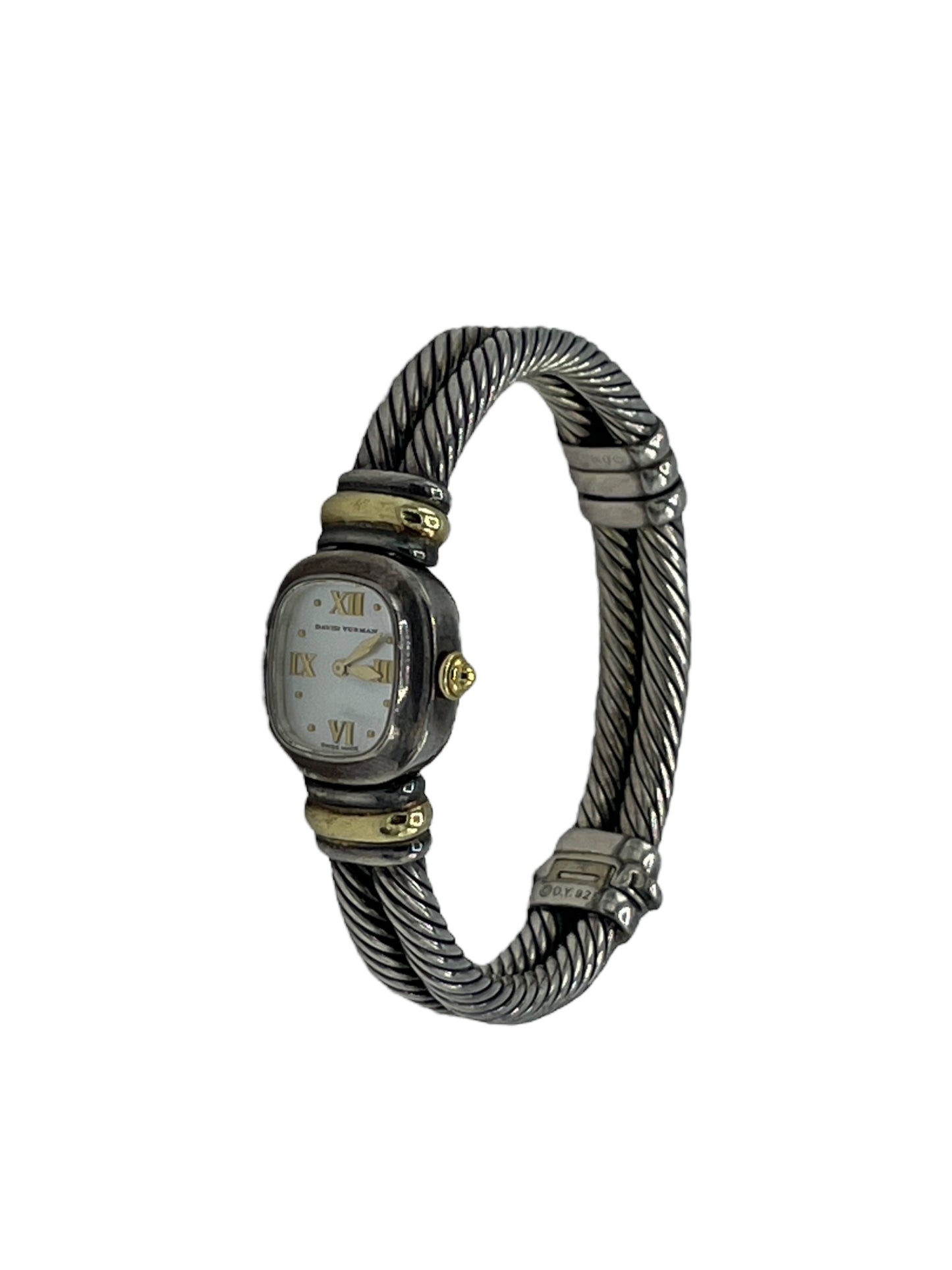 David Yurman Silver & Gold Mother Of Pearl Cable Watch