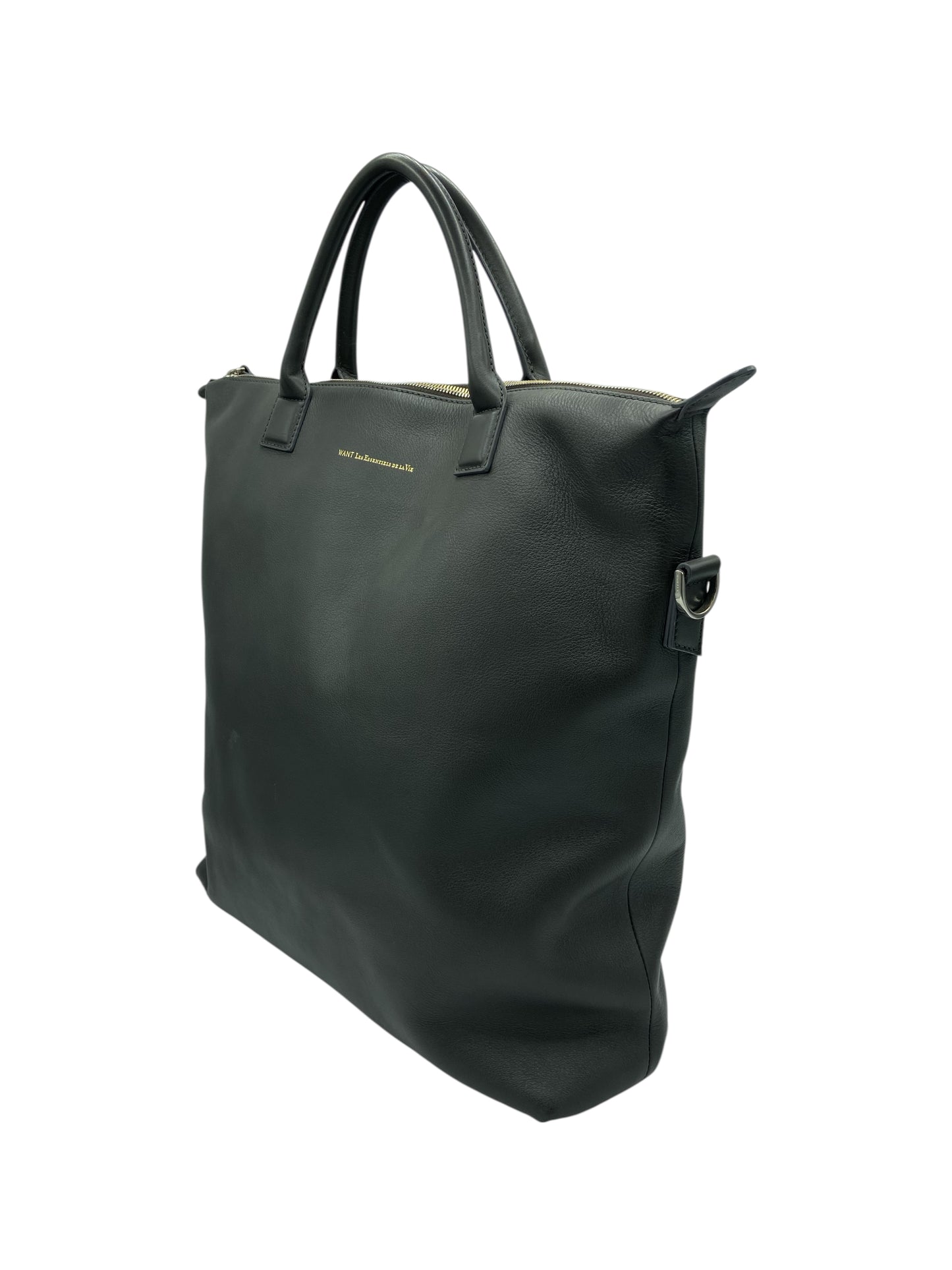 Want Les Essentiels Dark Grey Grained Leather Tote Bag