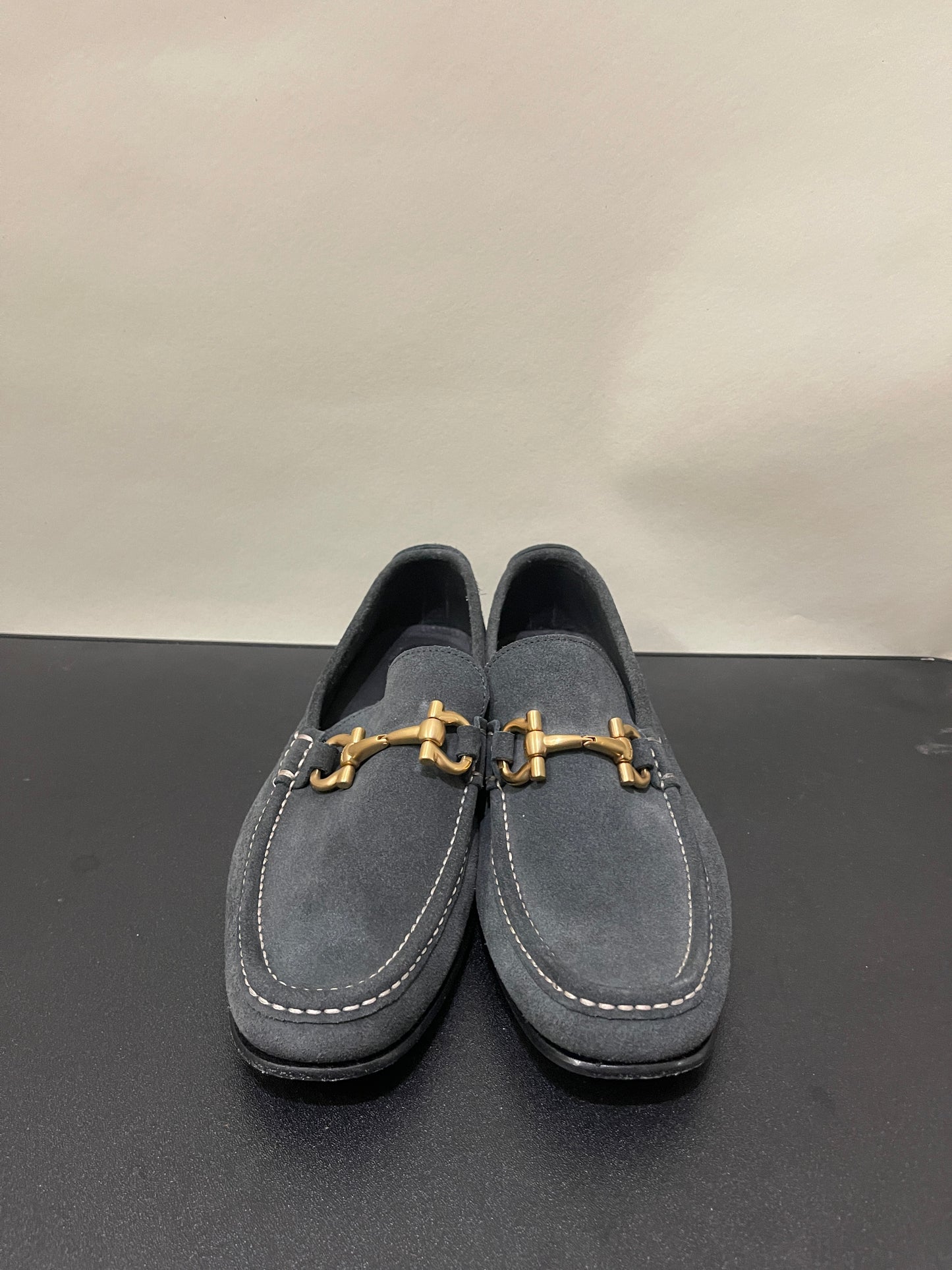 Salvatore Ferragamo Dark Grey Suede Gancini Bit Loafers 8 M / 9.5 W