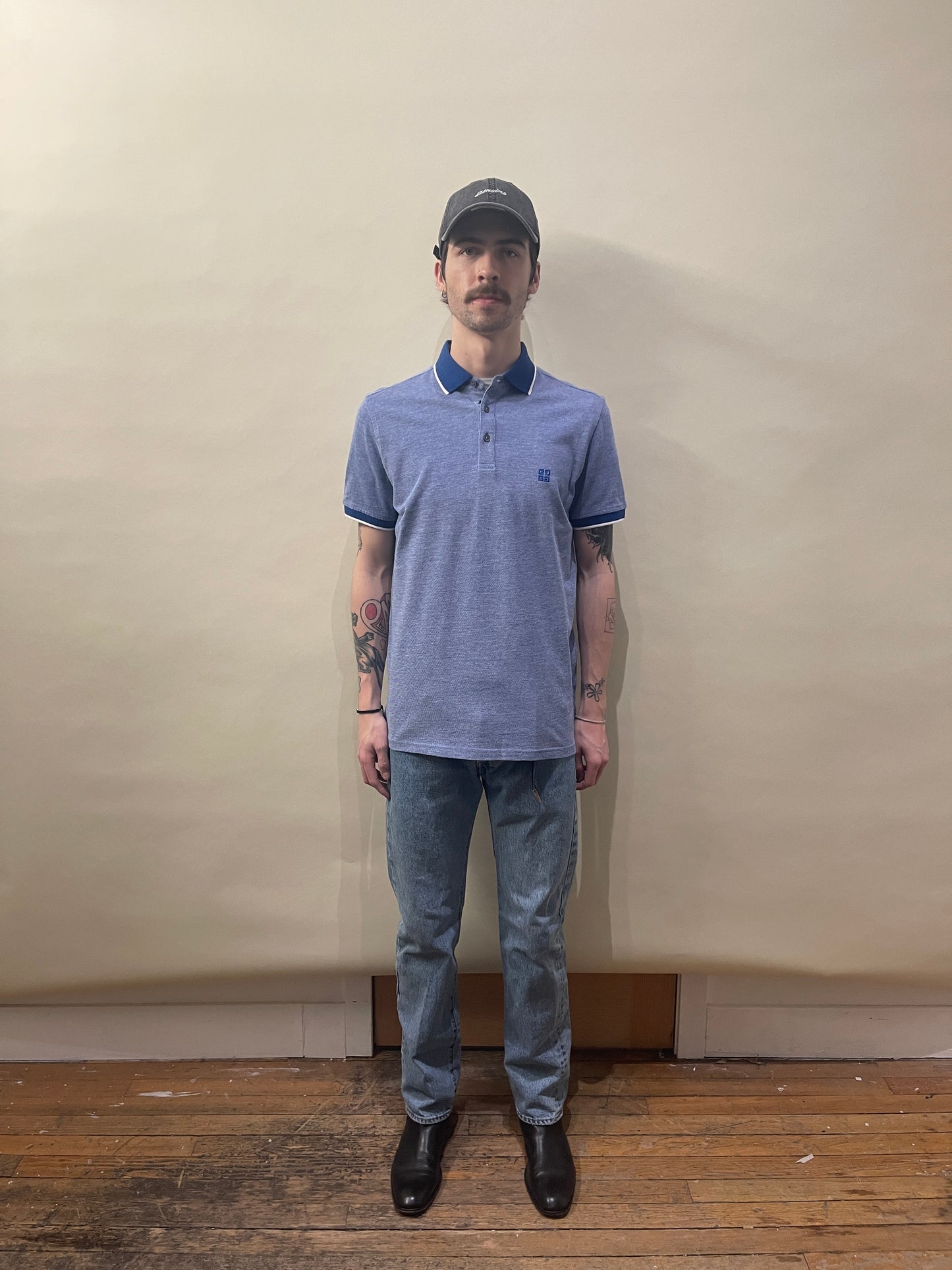 Givenchy Blue Cotton SS Polo Shirt Medium - M
