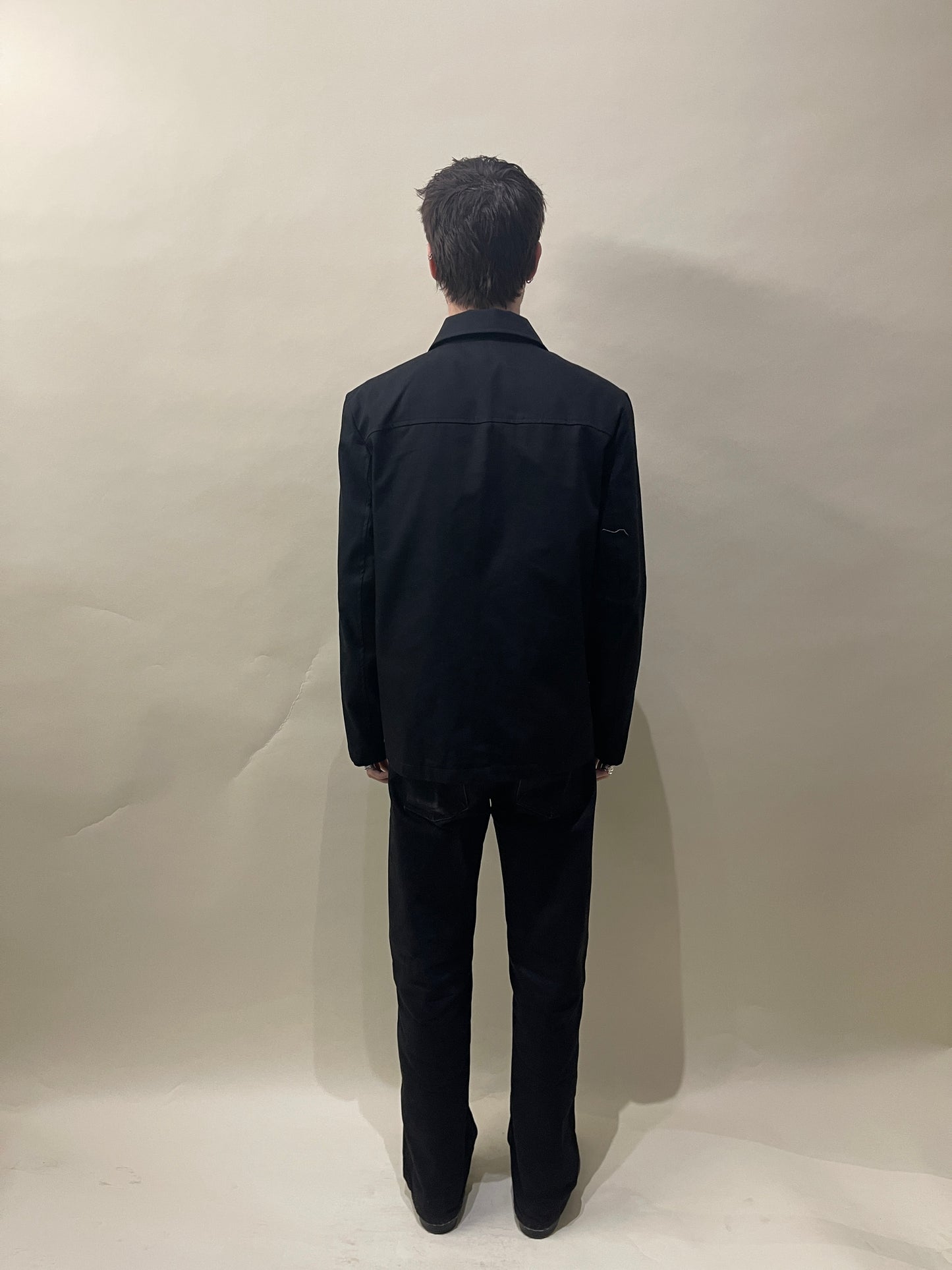 A.P.C. Black Herringbone Cotton Shirt Jacket Medium - M