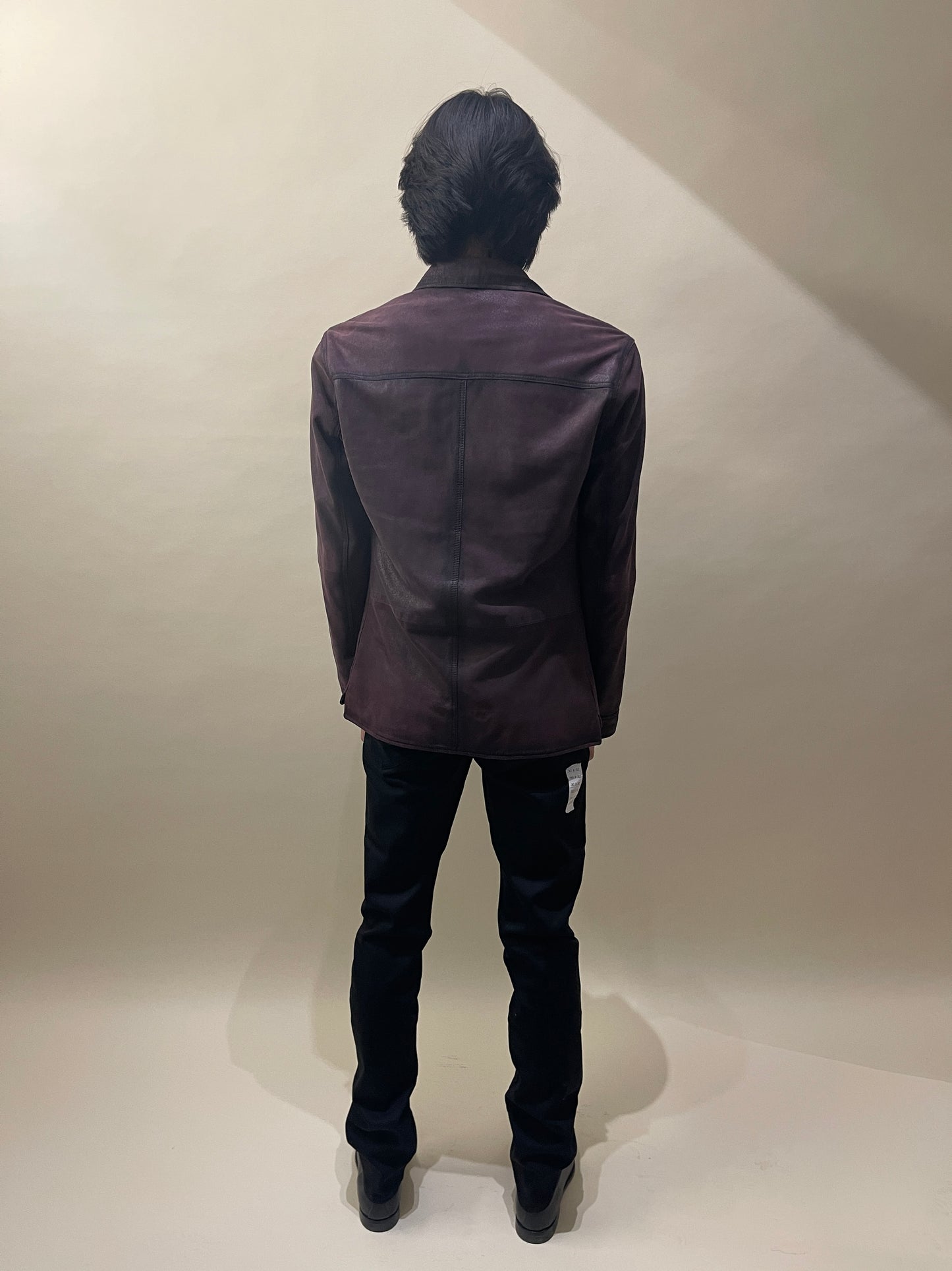 John Varvatos Purple Blistered Leather Shirt Jacket 40
