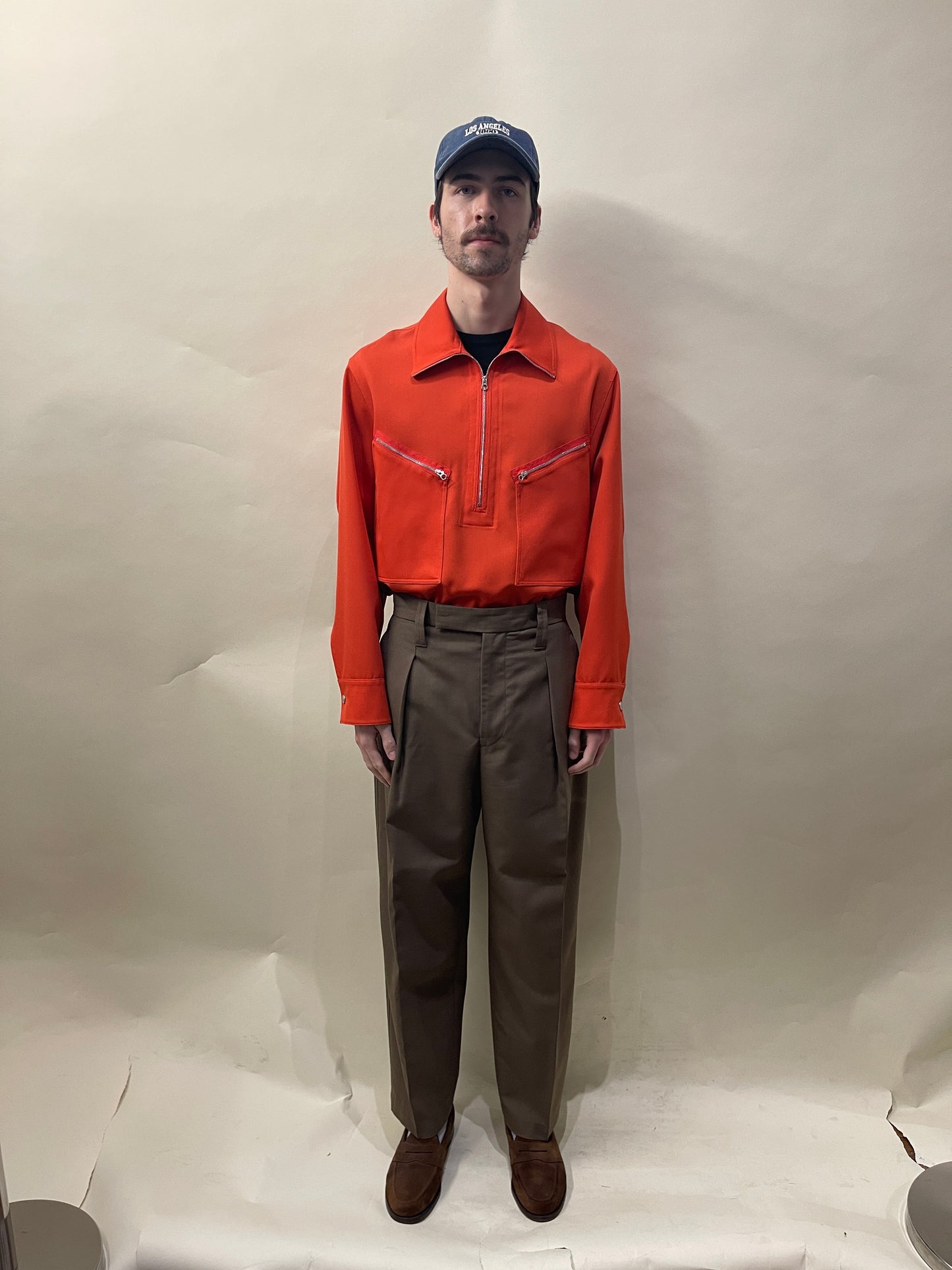 Lemaire Taupe Poly Wool Blend Single Pleat Trousers 34