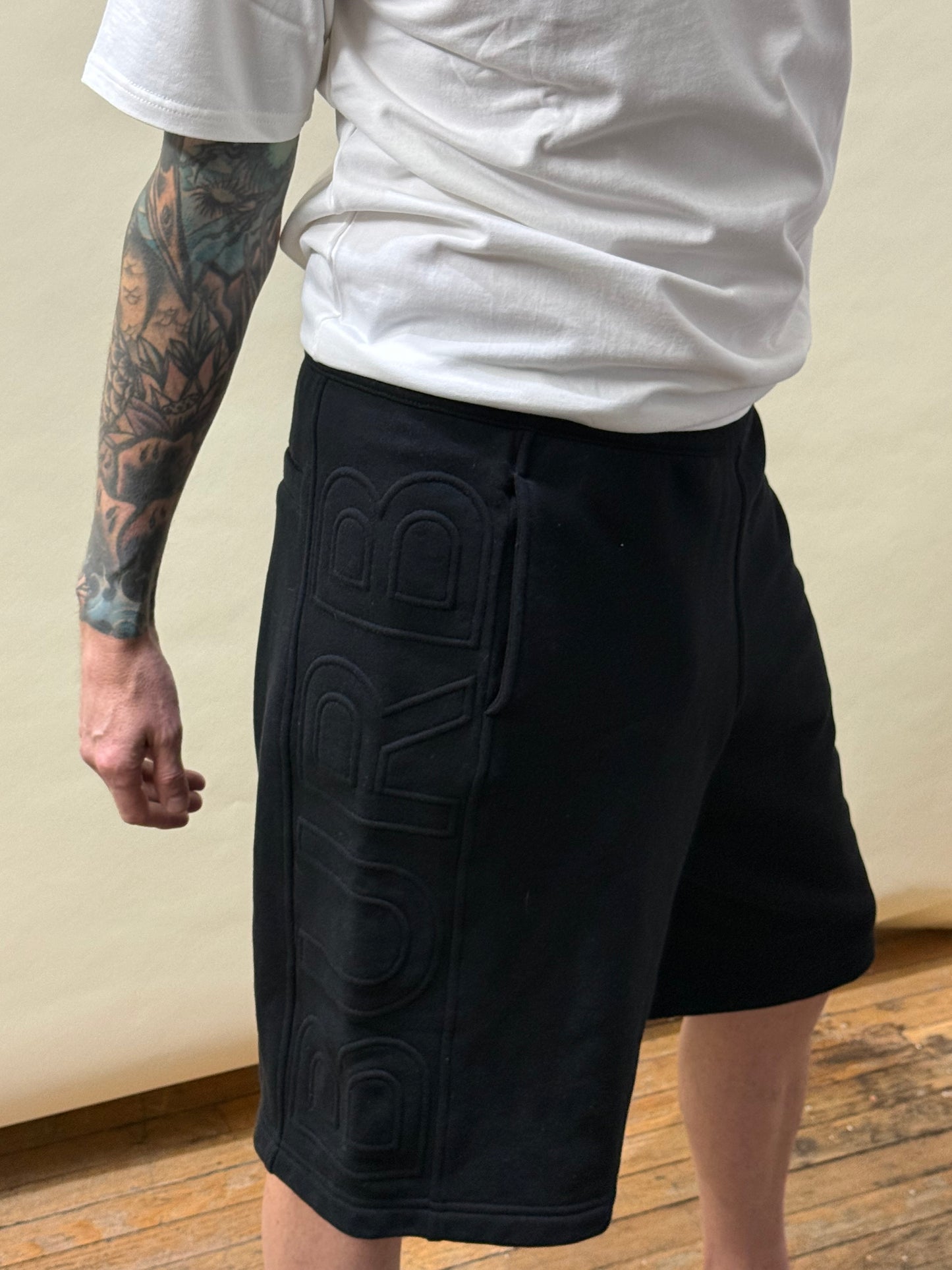 Burberry Black Side Panel Logo Sweat Shorts Large - L