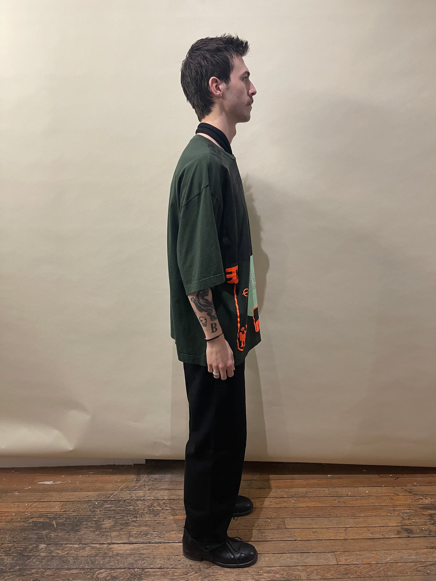 Walter Van Beirendonck Dark Green & Orange Jumbo Graphic T-Shirt OS