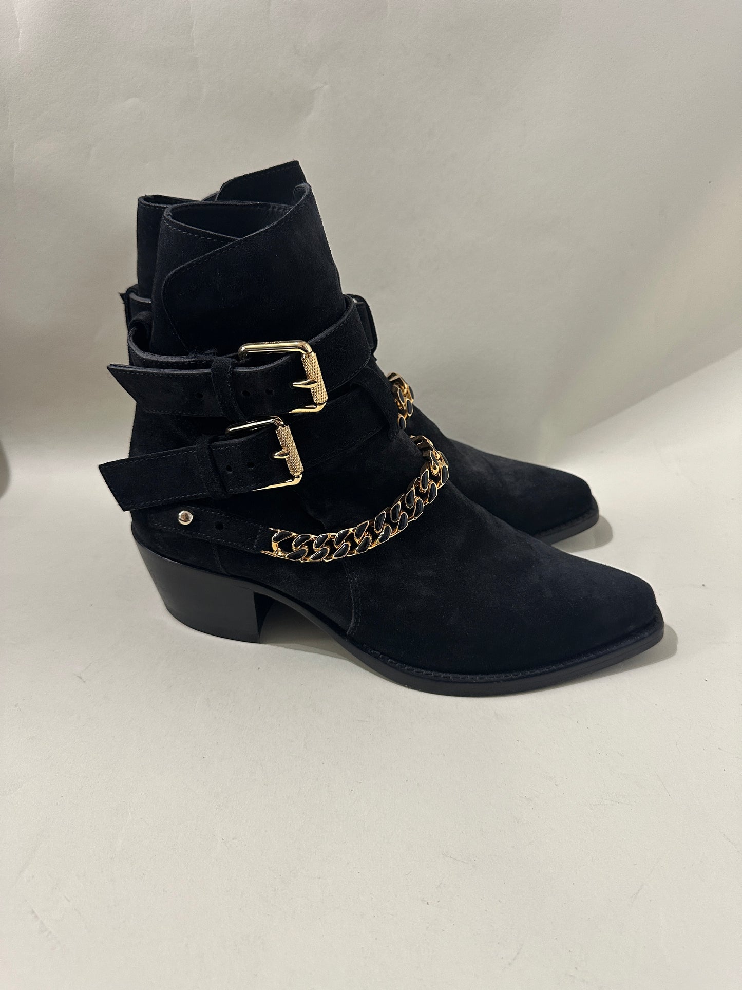 Amiri Black Suede Cuban Heel Jodphur Boots 8 M / 9.5 W