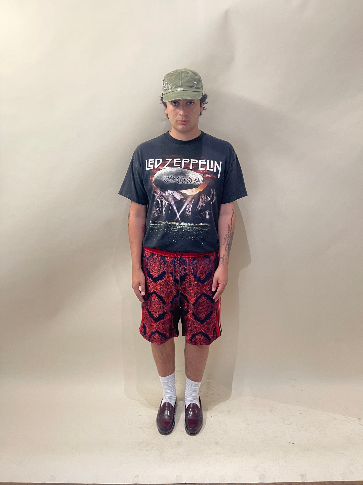 Gucci Red & Navy Floral Brocade Shorts 36