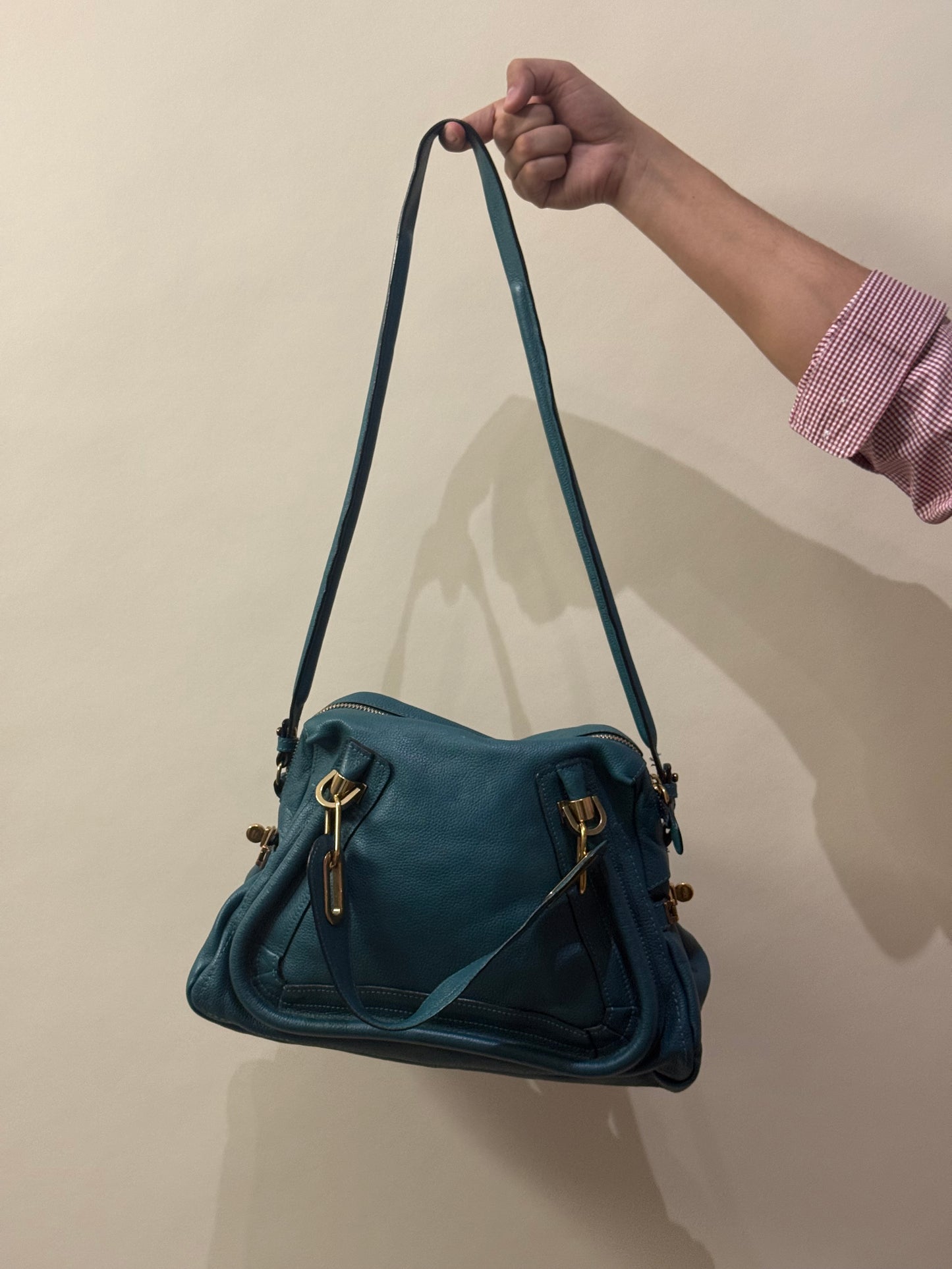 Chloé Teal Blue Leather Medium Paraty Bag
