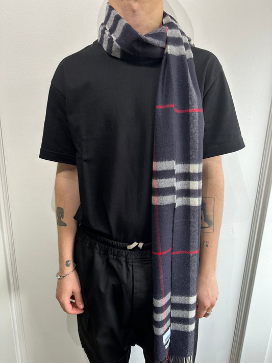 Burberry Navy Nova Check Cashmere Scarf