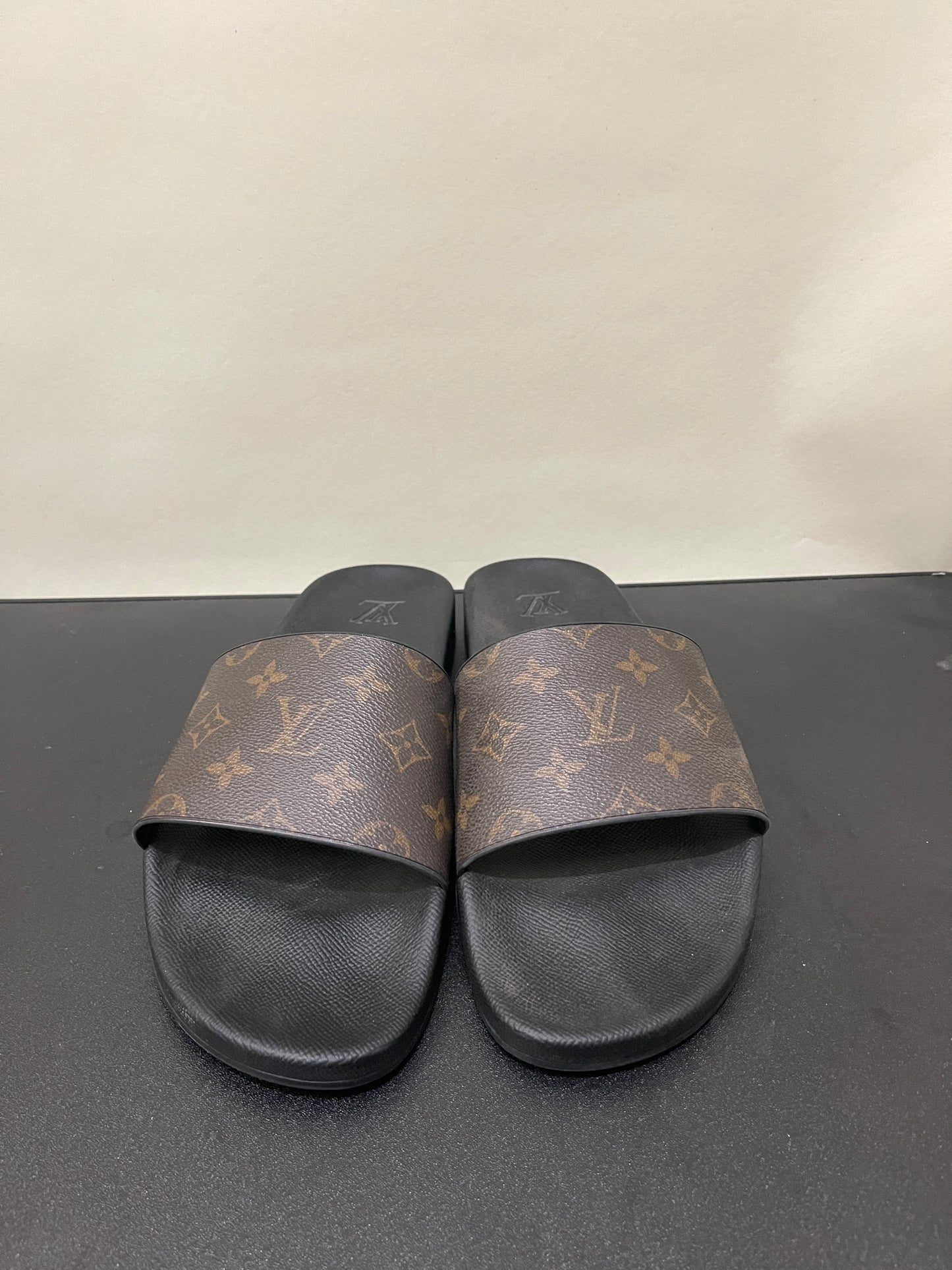 Louis Vuitton Black & Brown Monogram Waterfront Slide 12 M / 13.5 W