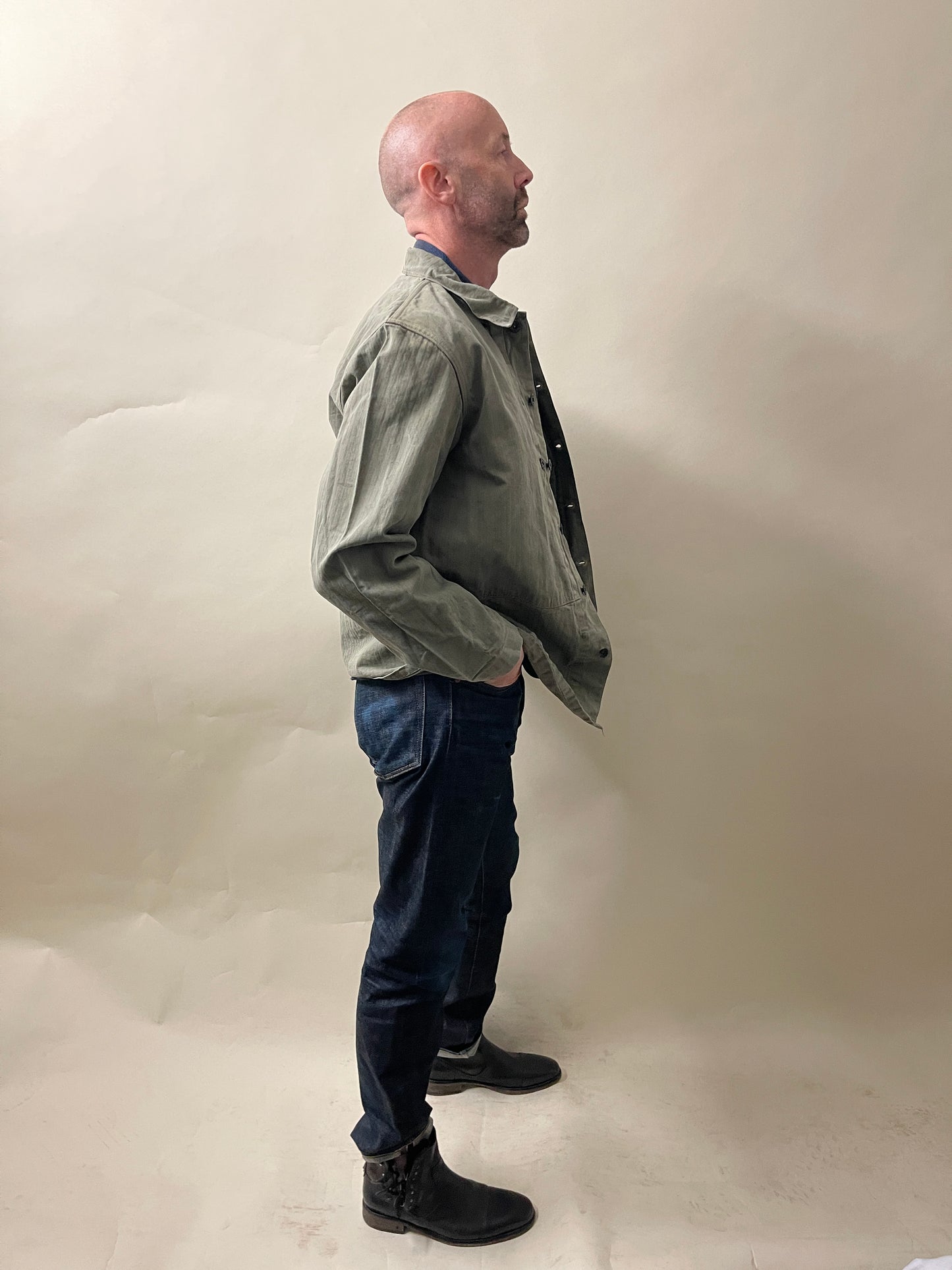 Buzz Rickson Olive Green Cotton Herringbone USMC M-1944 Jacket Large - L