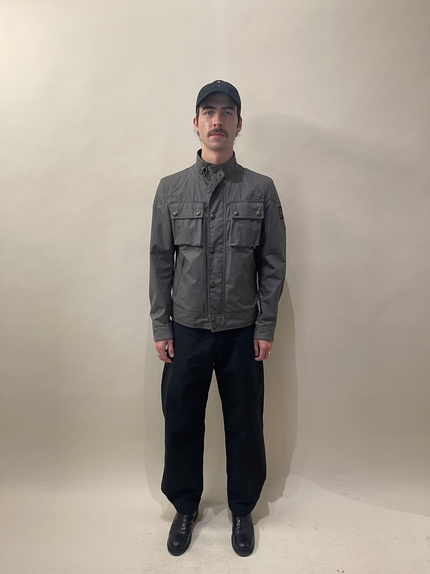 Belstaff Dark Grey Waxed Cotton Racemaster Jacket 38