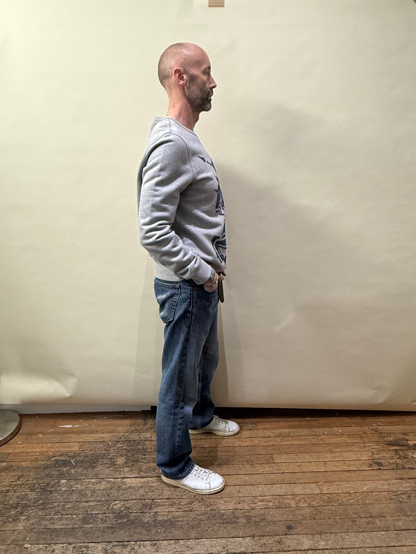 Burberry Heather Grey EKD Motif Cotton Sweatshirt