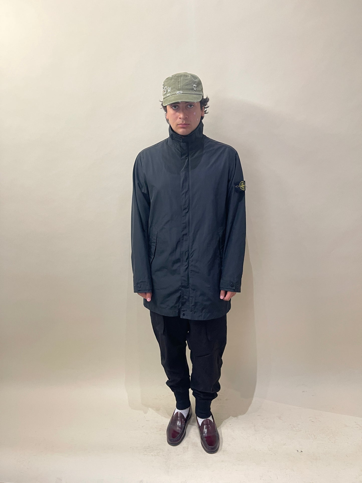 Stone Island Black Nylon 3/4 Length Technical Coat Extra Large - XL