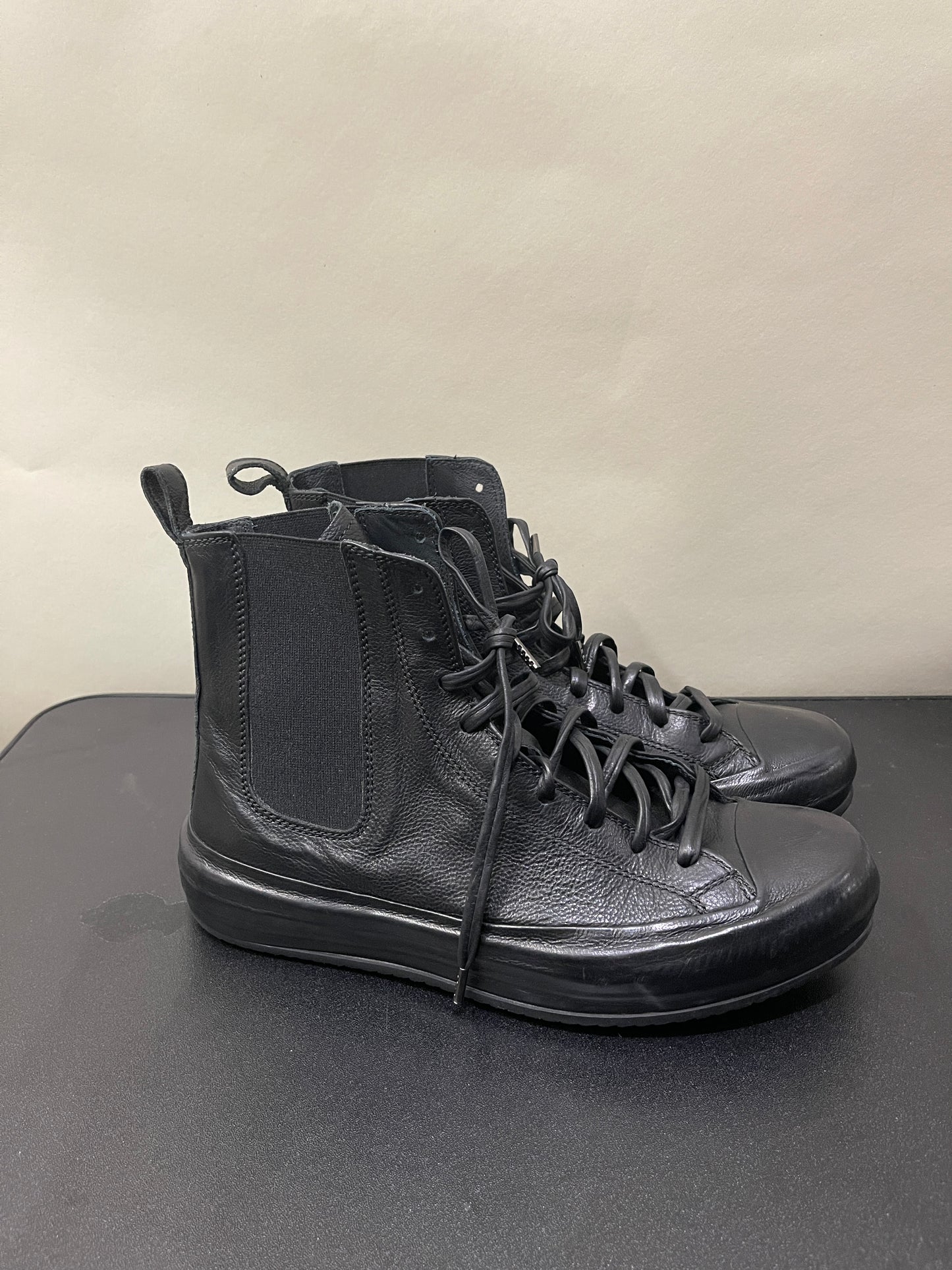 Officine Creative Black Leather Cap Toe Chelsea Sneakers 7 M / 8.5 W