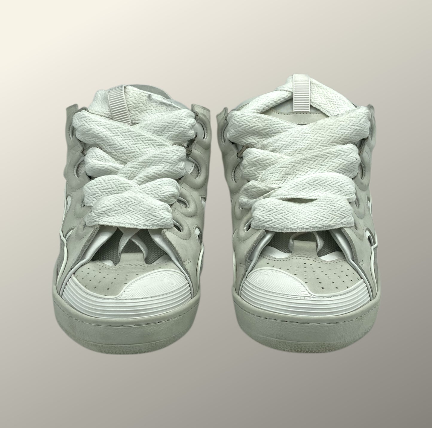 Lanvin White Leather & Suede Curb Sneakers 11 M / 12.5 W