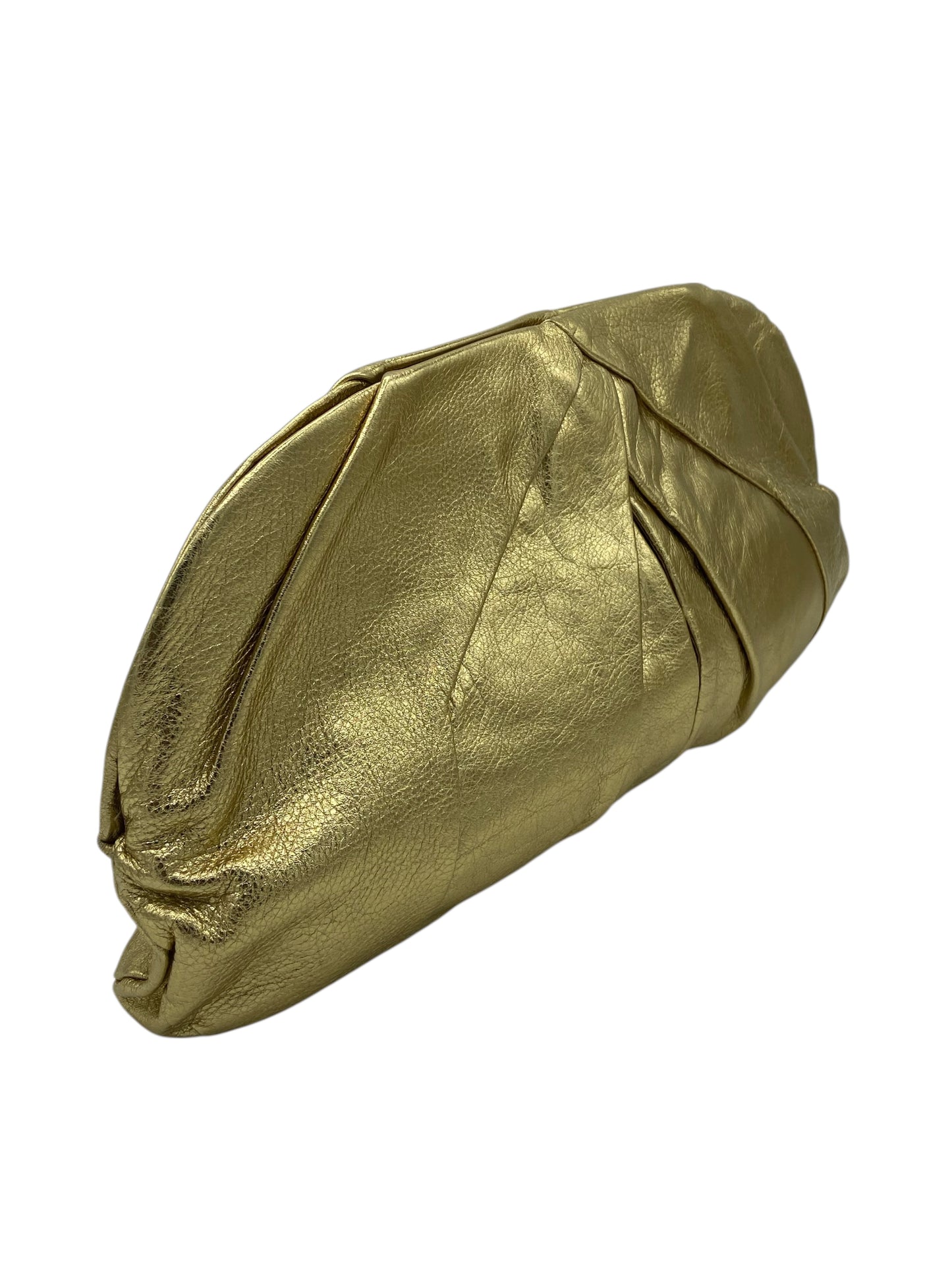 Miu Miu Gold Metallic Leather Large Clutch Bag