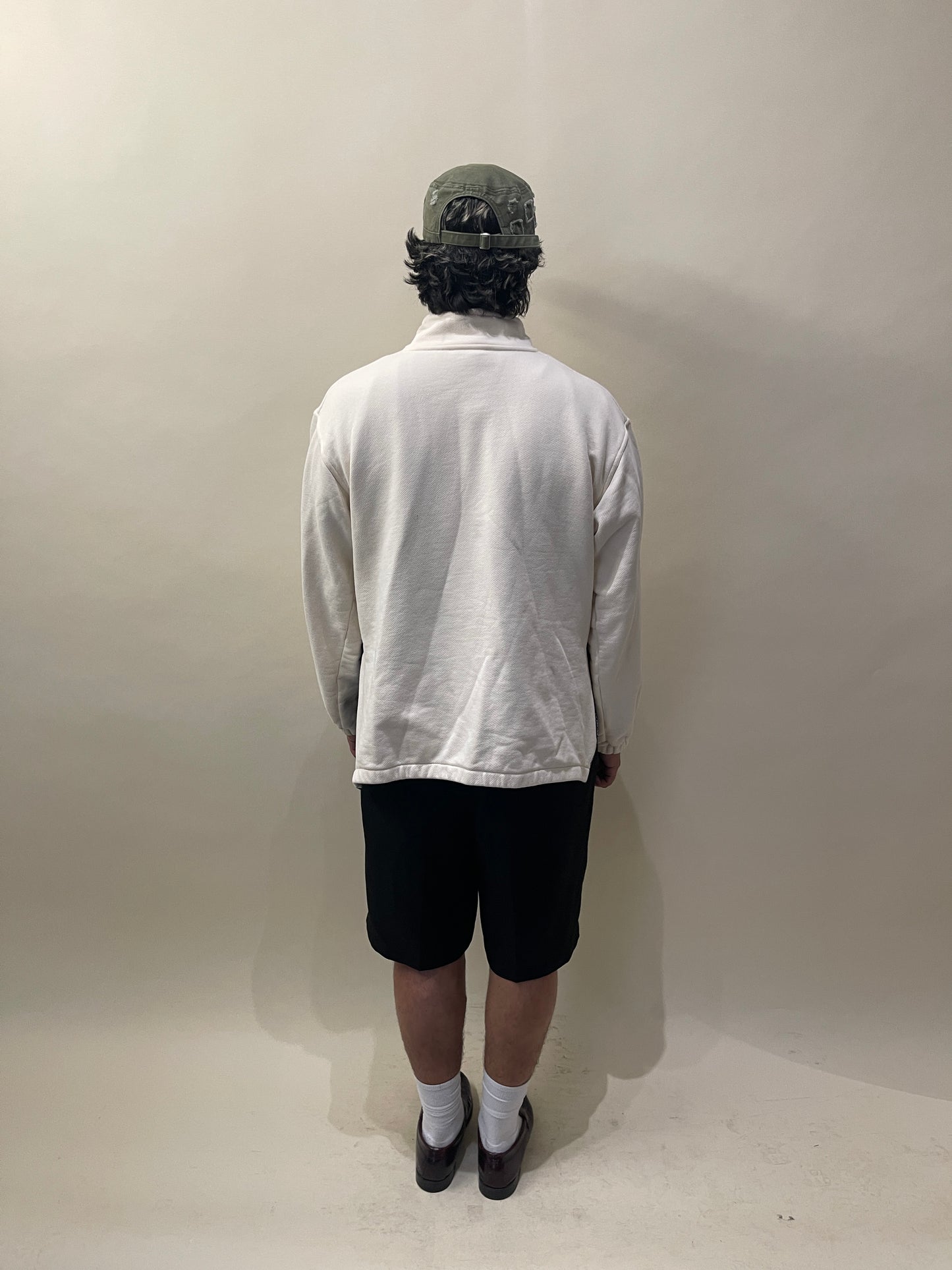 McQ Alexander McQueen Off White Taped Seam Funnel Neck 1/4 Zip Sweater Medium - M