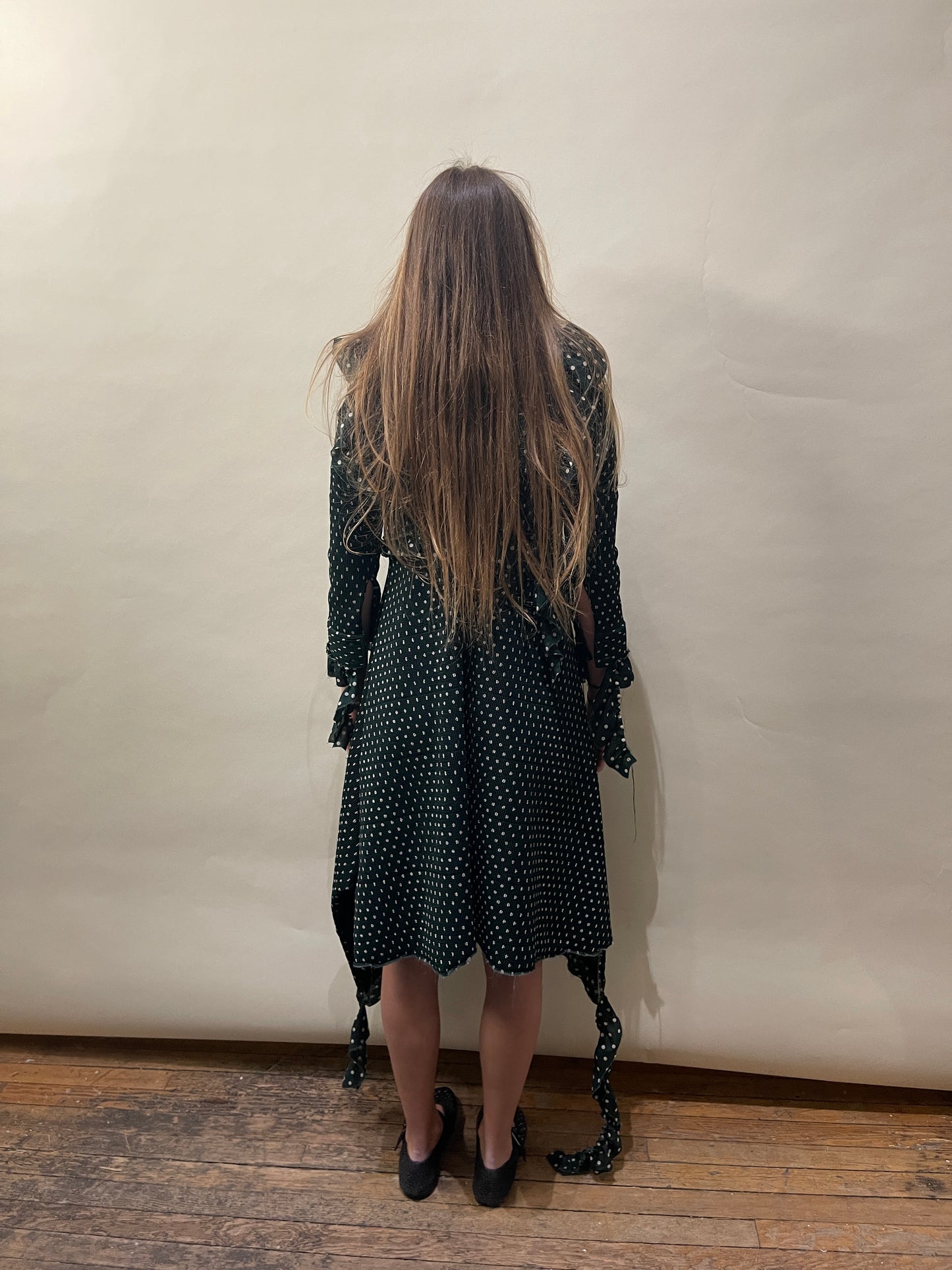 Vetements Green & White Polka Dot Poly Seersucker Dress Small - S