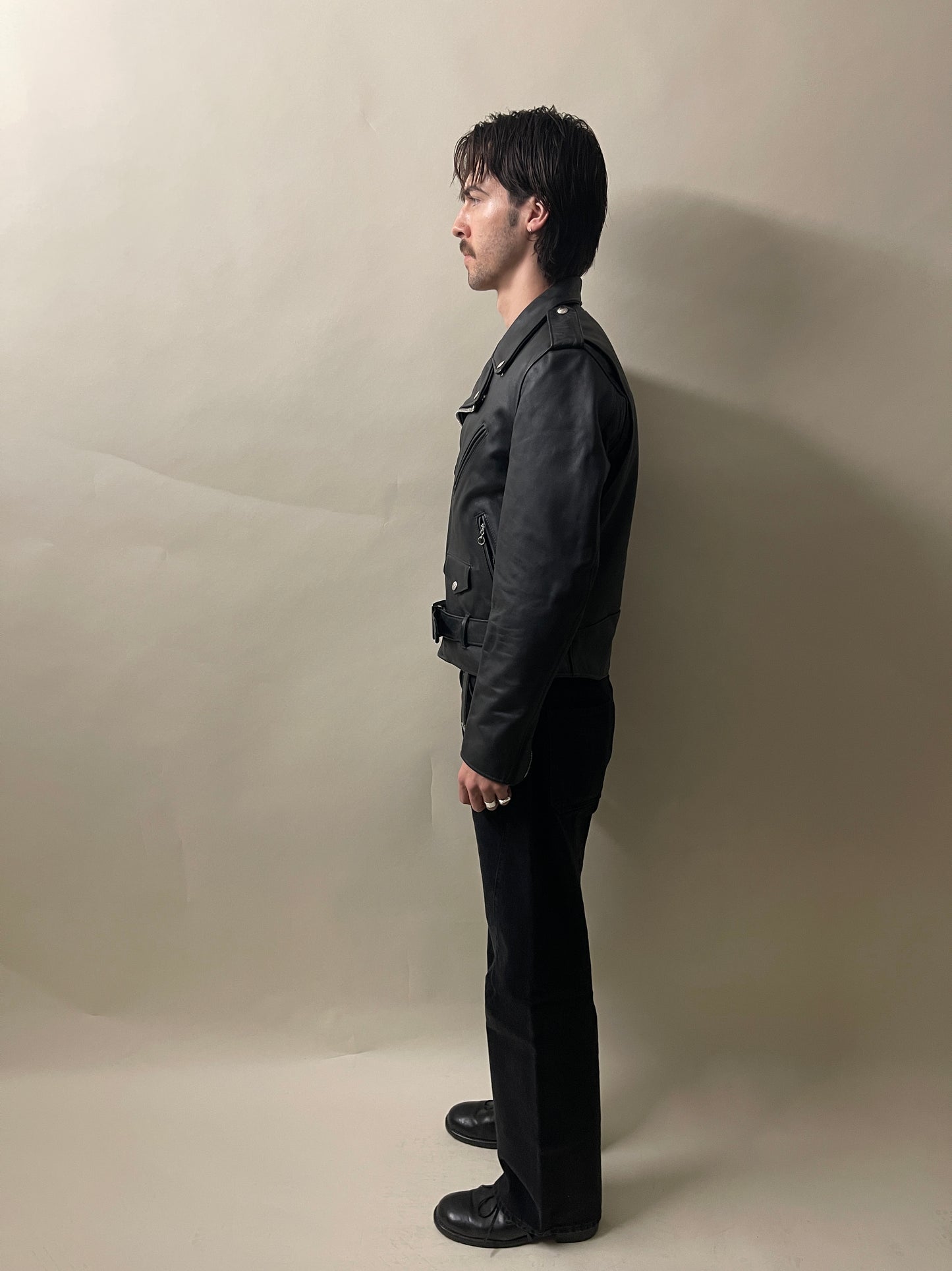 Schott NYC Black Heavy Cowhide Perfecto Jacket 40