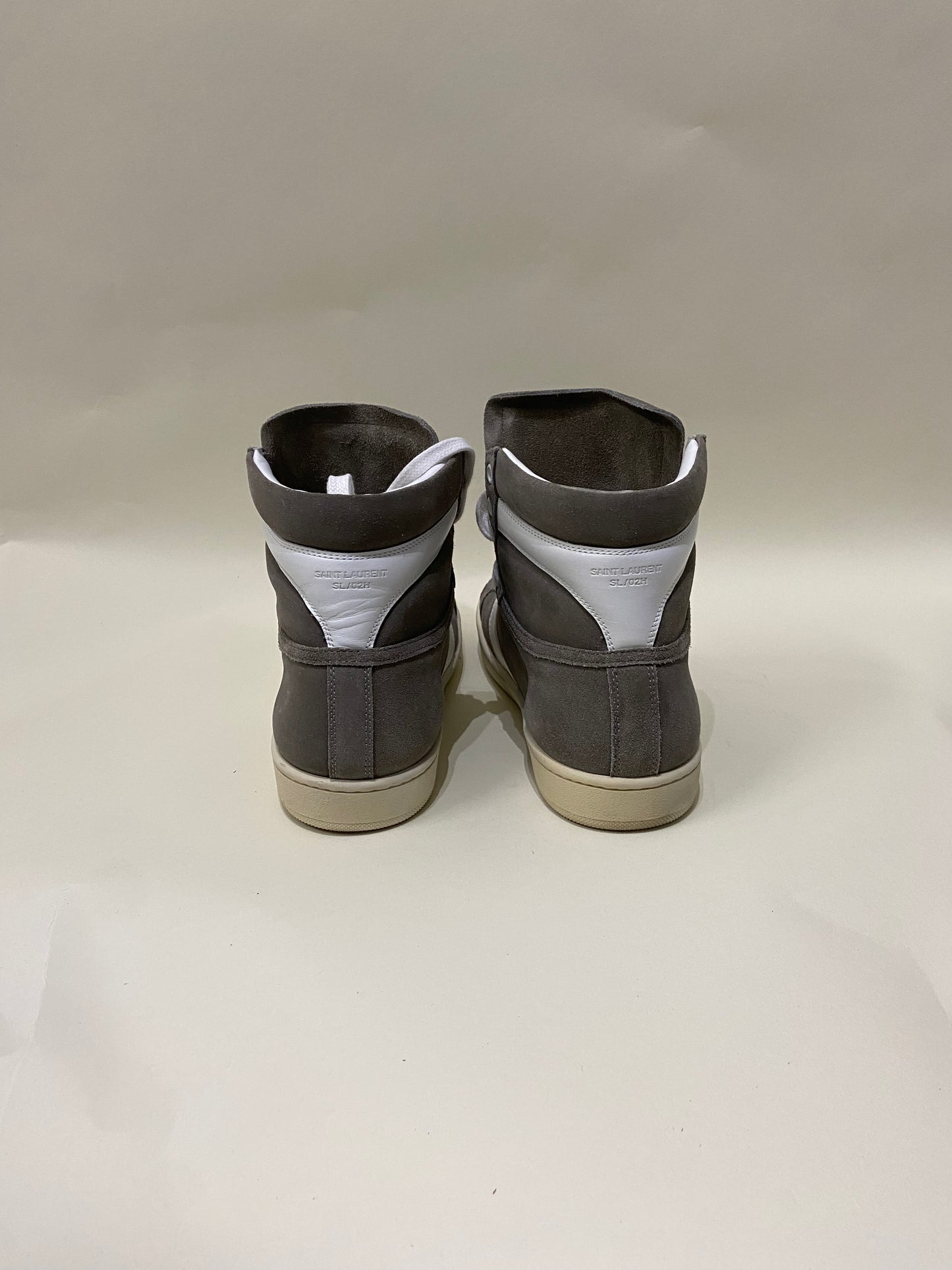 Saint Laurent Grey & White Suede SL-02H High Top Sneakers 8 M / 9.5 W
