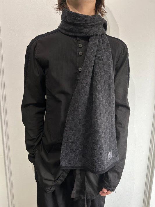 Louis Vuitton Black & Grey Checkered Wool Scarf