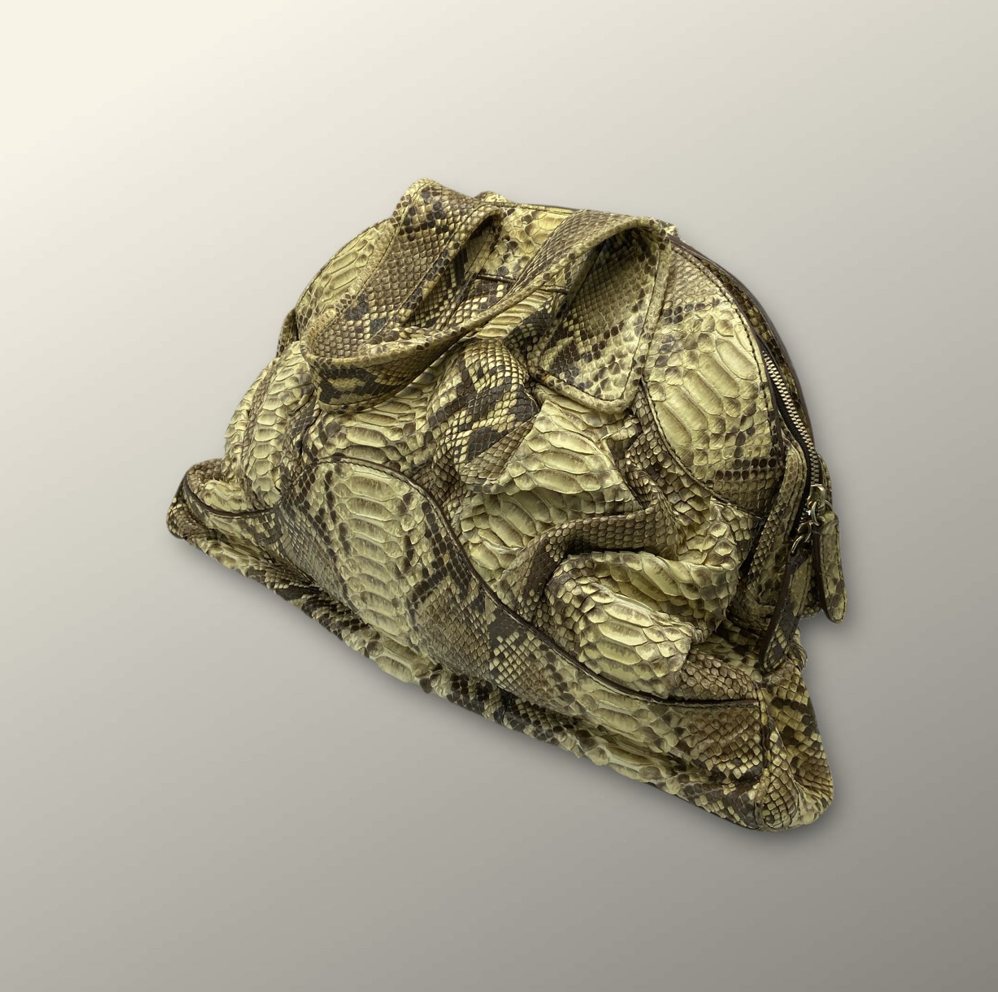 Zagliani Tan Snakeskin Handbag