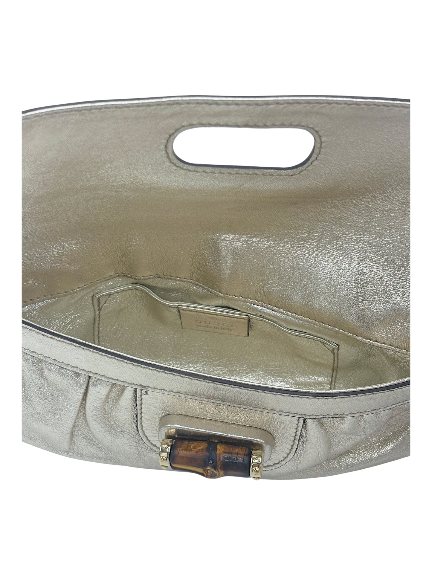 Gucci Metallic Gold Bamboo Clutch