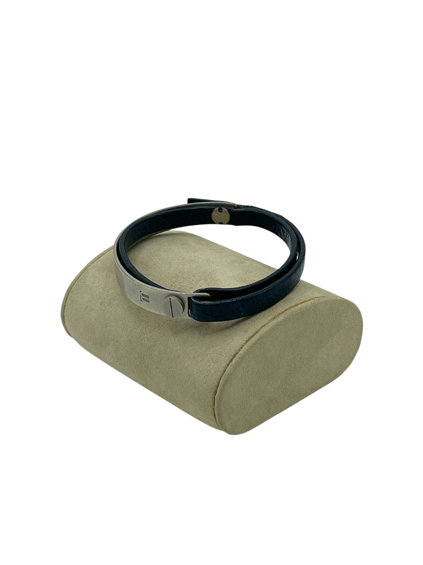 Balenciaga Black Leather & Metal Bracelet