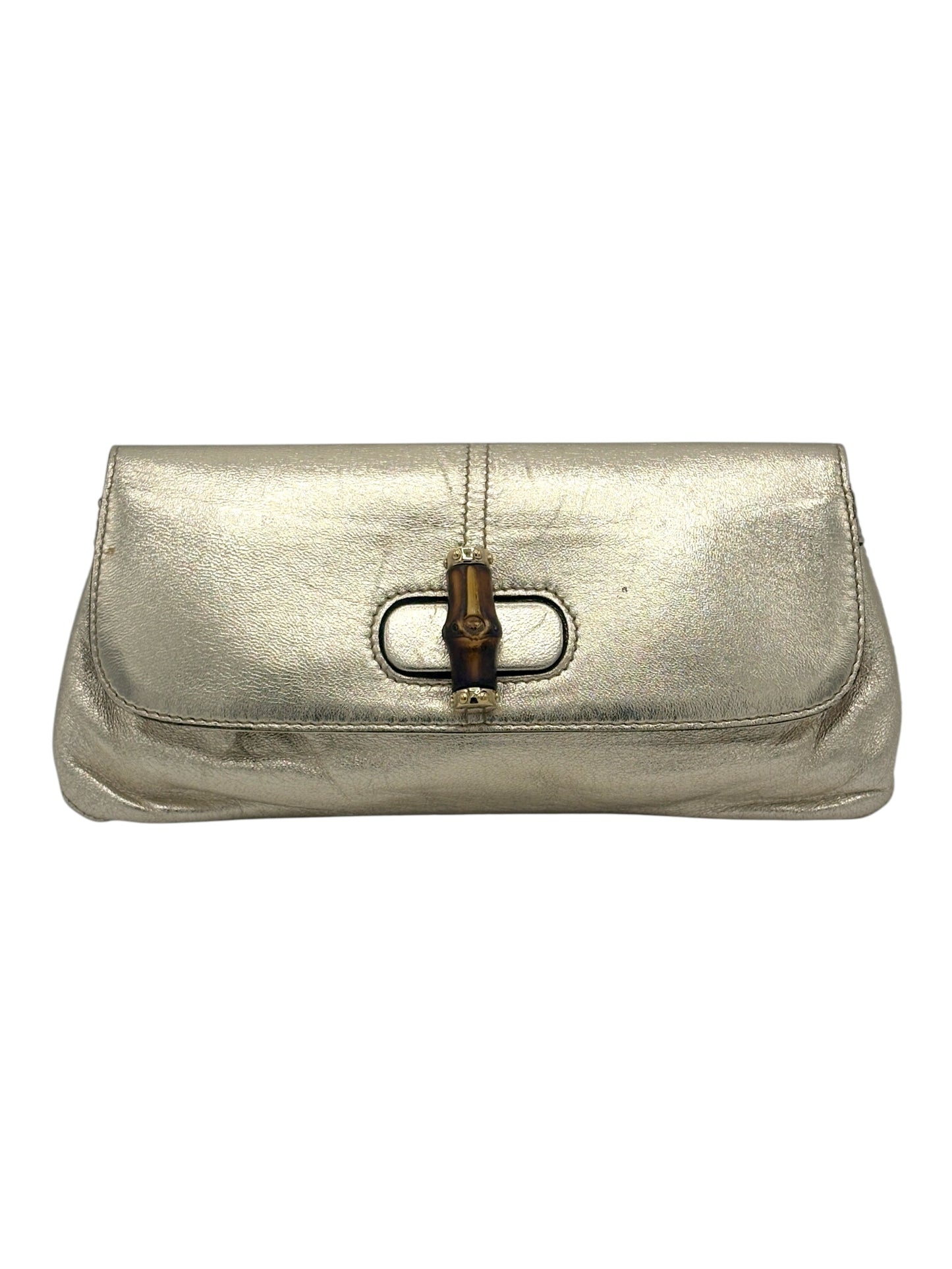 Gucci Metallic Gold Bamboo Clutch