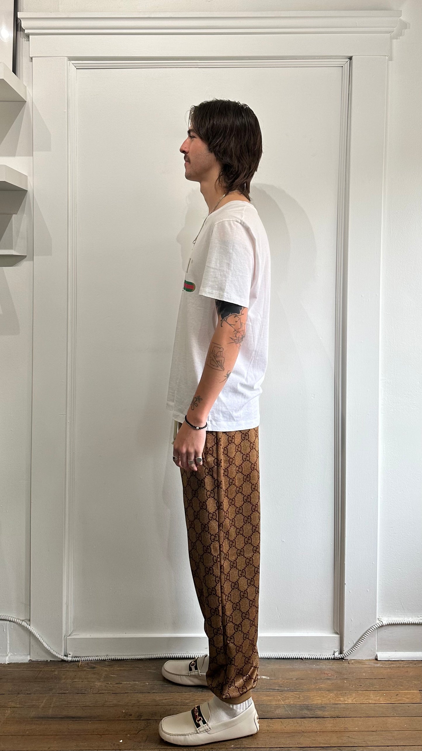 Gucci Beige GG Monogram Logo Lounge Pants Large - L