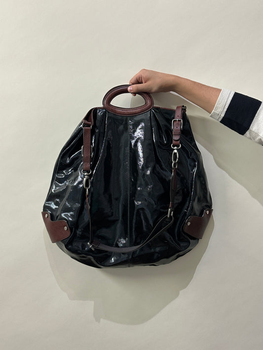 Marni Black & Brown Mixed Leather Hobo Bag