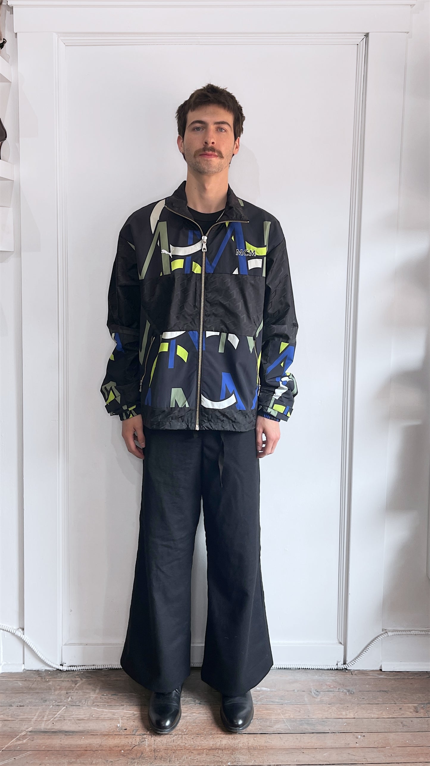 Puma x MCM Black, Green, & Blue AOP Track Jacket Medium