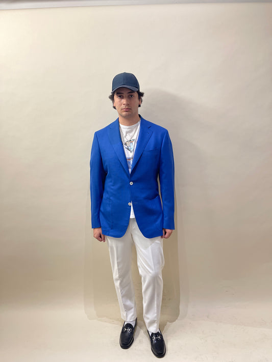 Canali Royal Blue Hopsack Wool Unlined Sport Coat 44L