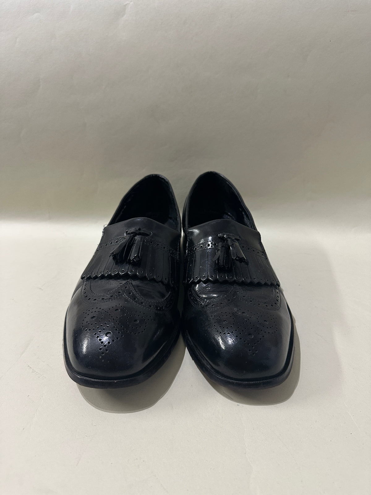 Florsheim Black Brogue Leather Kilted Tassel Loafers 11 3E